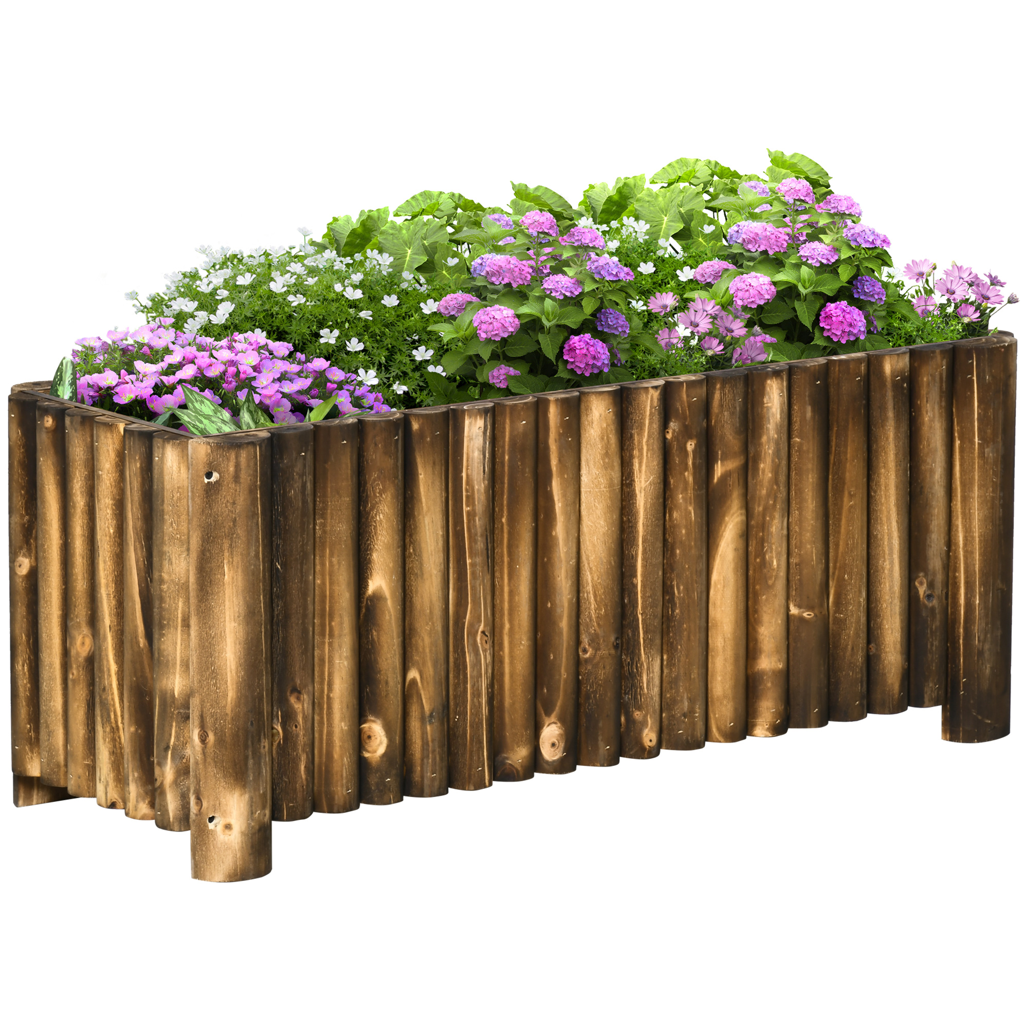Outsunny pat înalt pentru plante, pentru ierburi aromatice, legume și flori, din lemn de brad, 100x38,5x40 cm | Aosom Romania