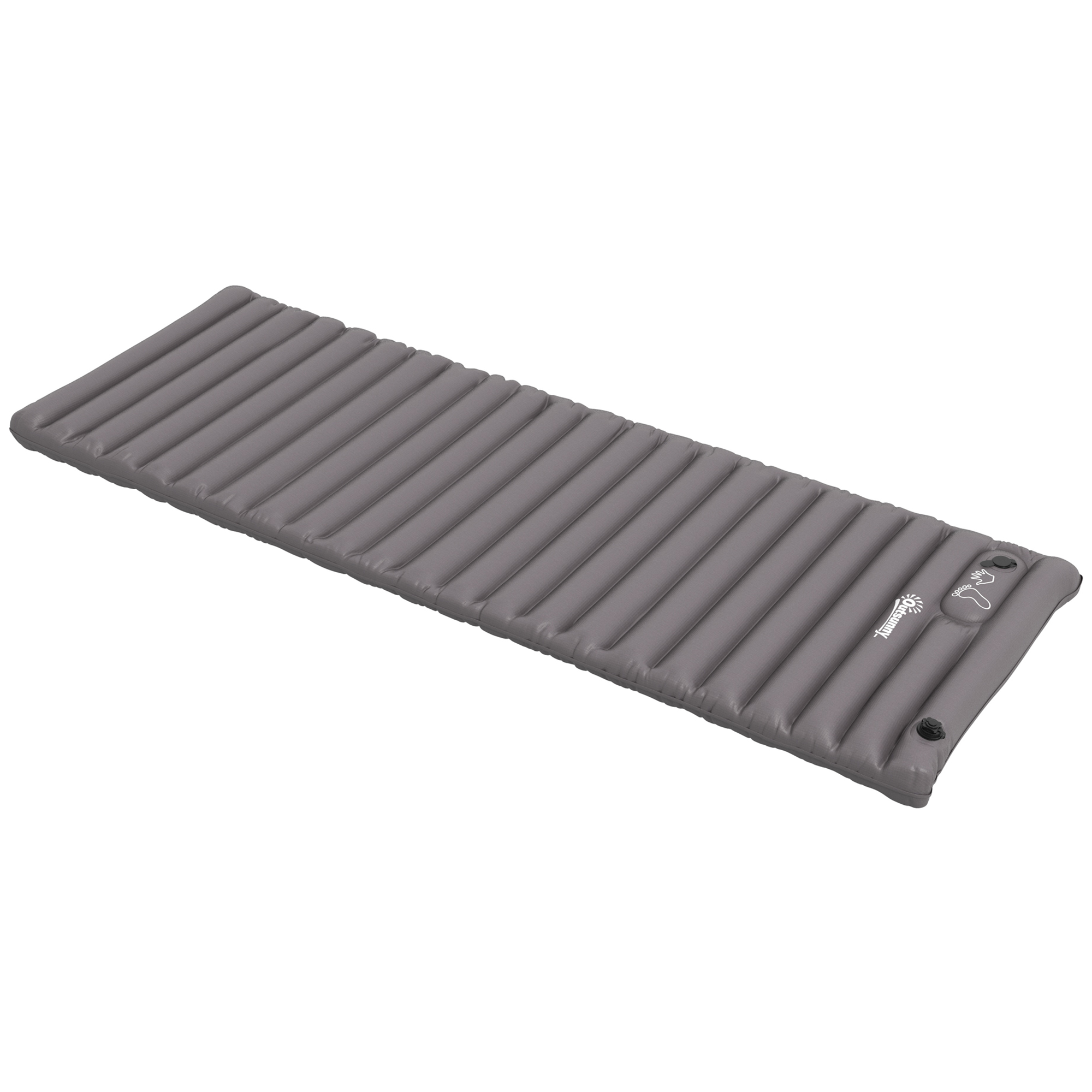 Outsunny Matelas gonflable pentru camping 1 persoană pliabil cu geantă de transport 195 x 70 x 10 cm gri | Aosom Romania