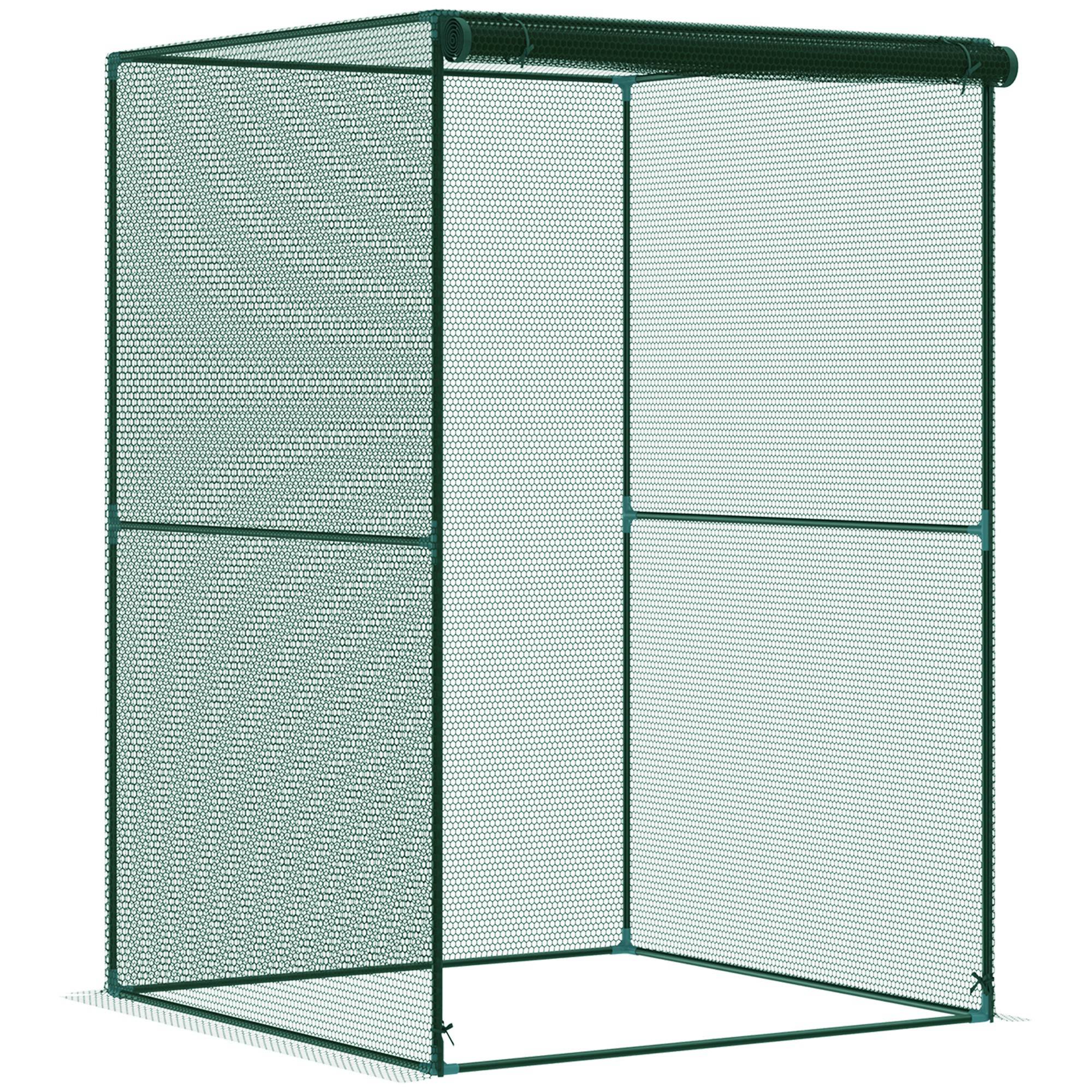 Outsunny Jaula de Cultivo para Plantas 120x120x180 cm cu Ușă Enrollabilă și Structură din Oțel pentru Grădină Terrasă Culoare Verde | Aosom Romania