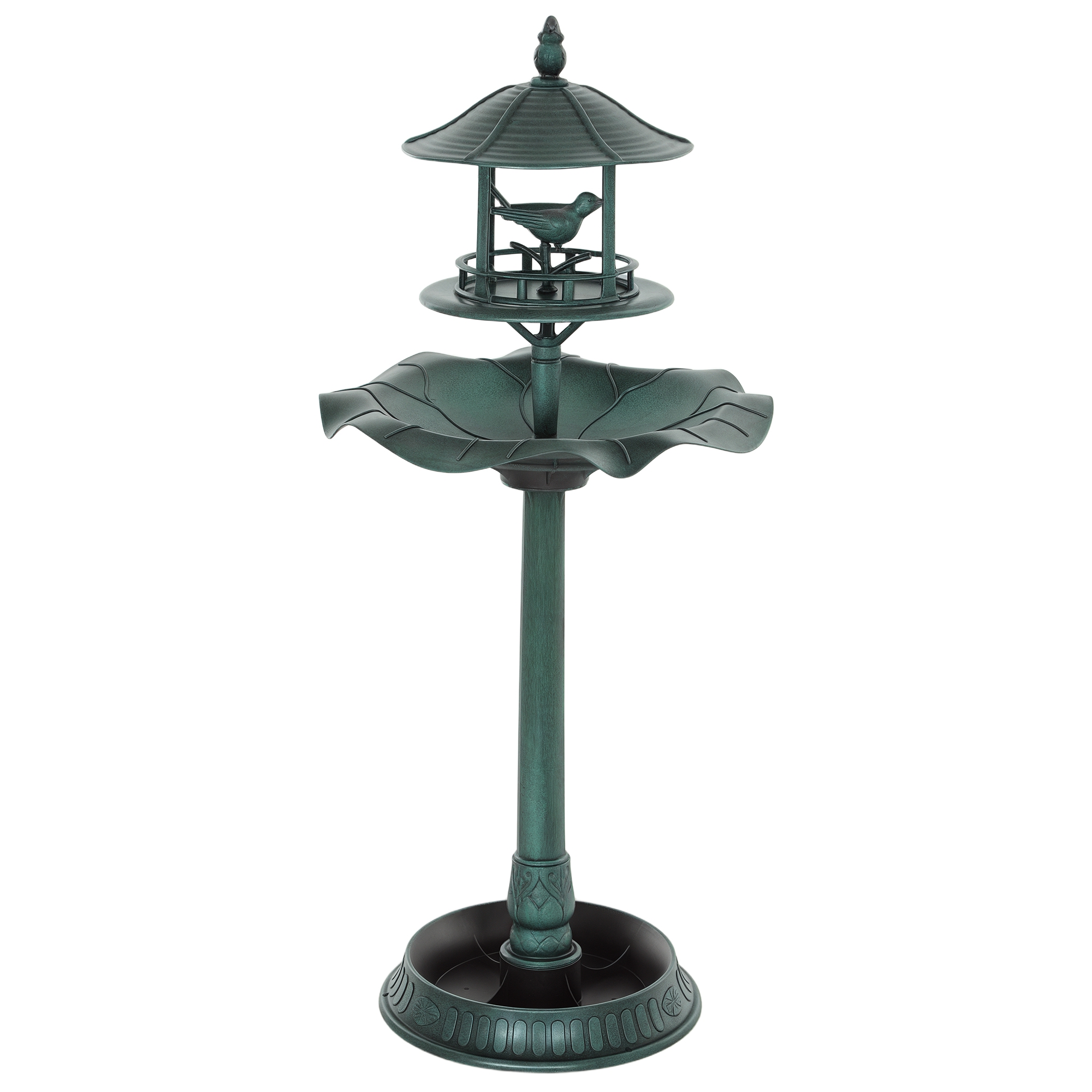 Outsunny Bain d'oiseaux Adăpător pentru Păsări ghiveci 3 în 1 Ø 50 x 113 cm polipropilenă verde-grizonat | Aosom Romania