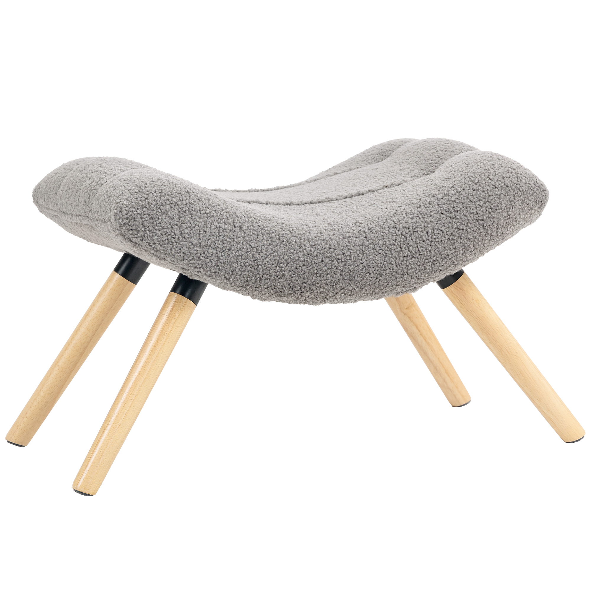 HOMCOM Taburet modern cu husă din fleece și picioare din lemn, tapițat, pentru cameră de zi, dormitor, hol, Gri deschis | Aosom Romania
