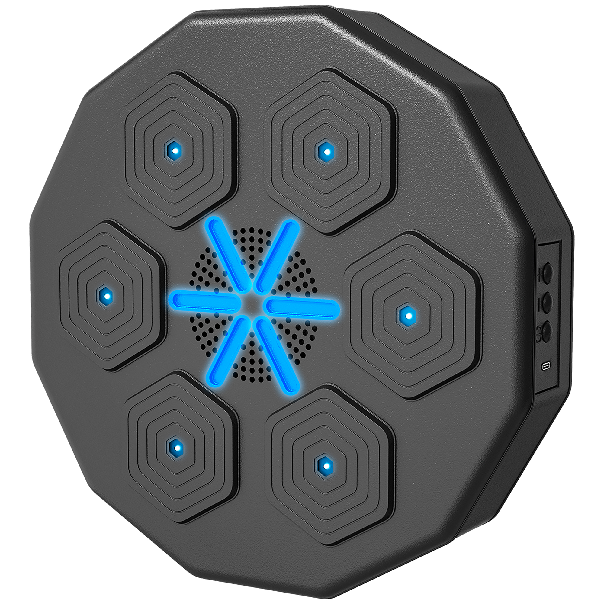 SPORTNOW Máquina Boxeo Musical Pared con Guantes Conexión Bluetooth y Luces LED para Adultos y Niños en Casa Gimanasio Negro