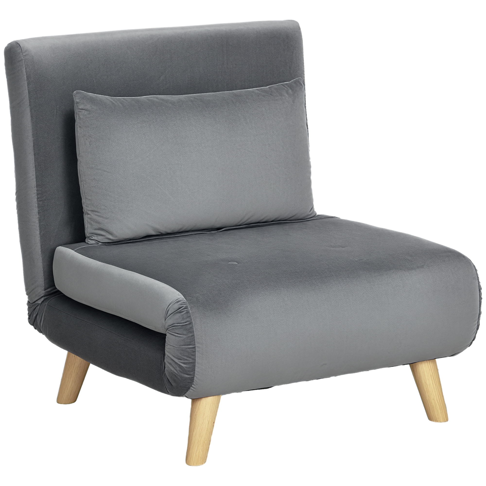 HOMCOM Fotoliu 2 în 1 Fotoliu de Relaxare Pat de Oaspeți 72 cm x 78 cm x 79 cm Gri | Aosom Romania