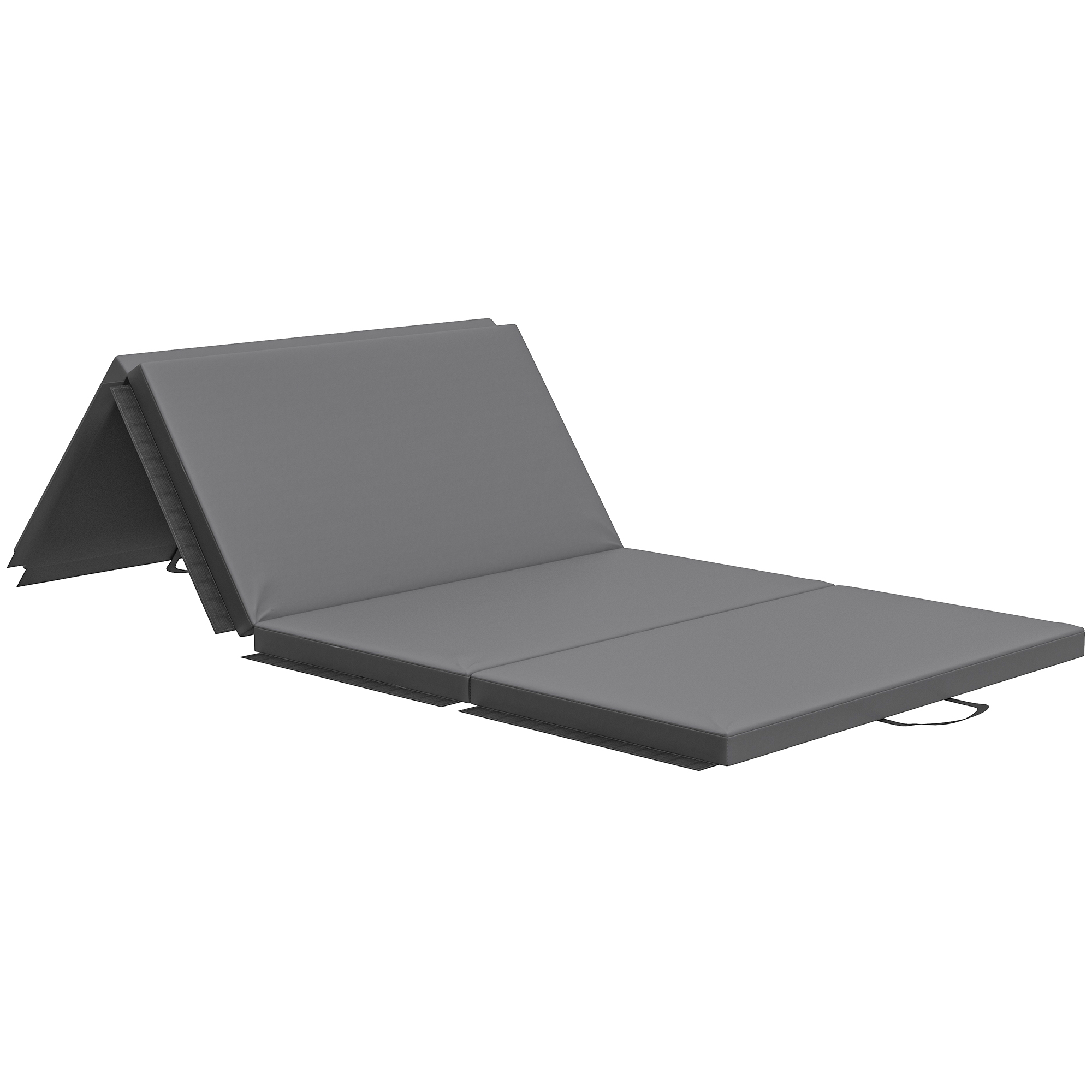 HOMCOM Saltea de gimnastică yoga pilates fitness pliabilă în 4 cu mânere acoperire sintetică 180 x 80 x 5 cm gri | Aosom Romania