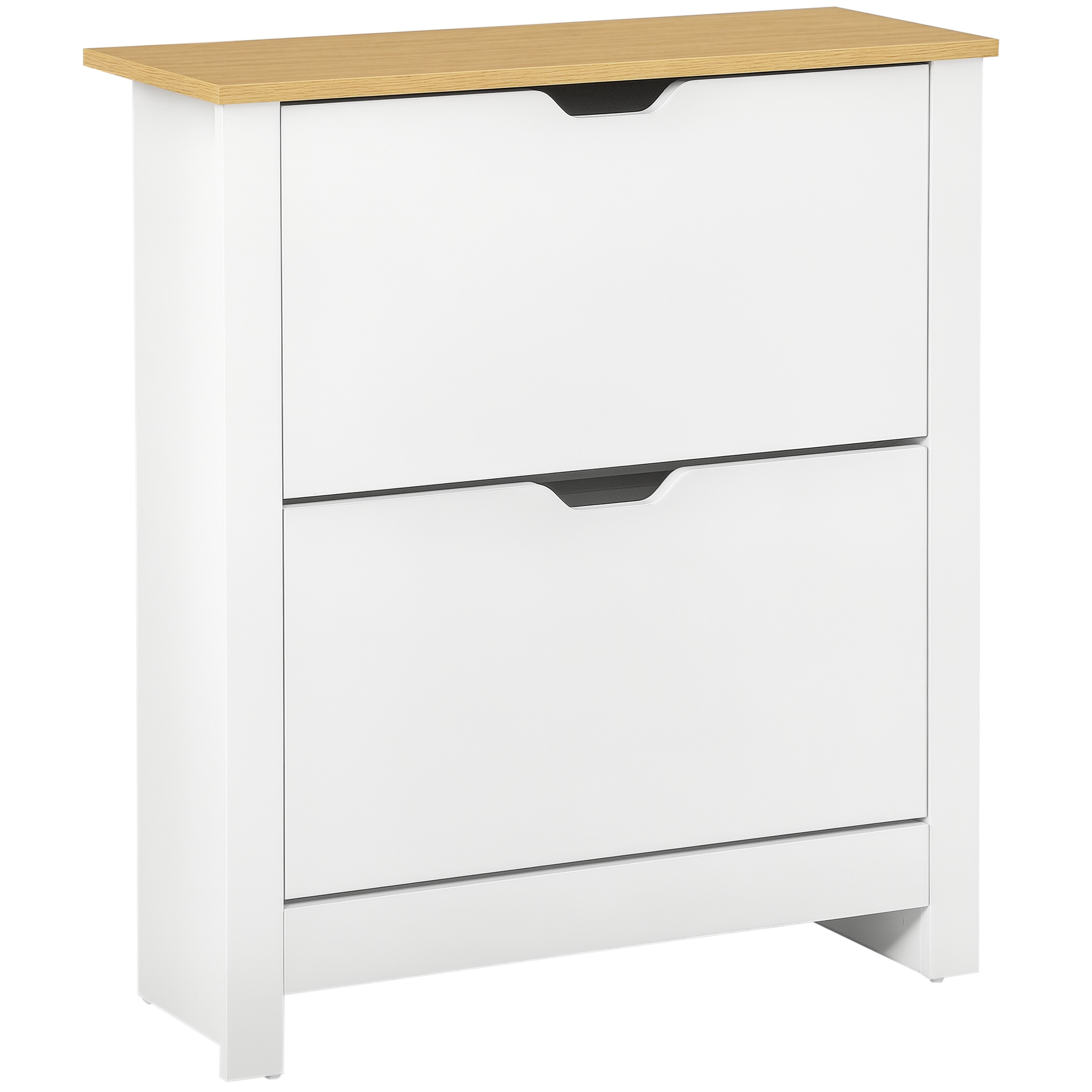 HOMCOM Dulap pentru pantofi, raft pentru pantofi, depozitare pantofi, 2 compartimente, 12 perechi de pantofi, 72 cm x 26 cm x 80 cm, Alb + Maro | Aosom Romania