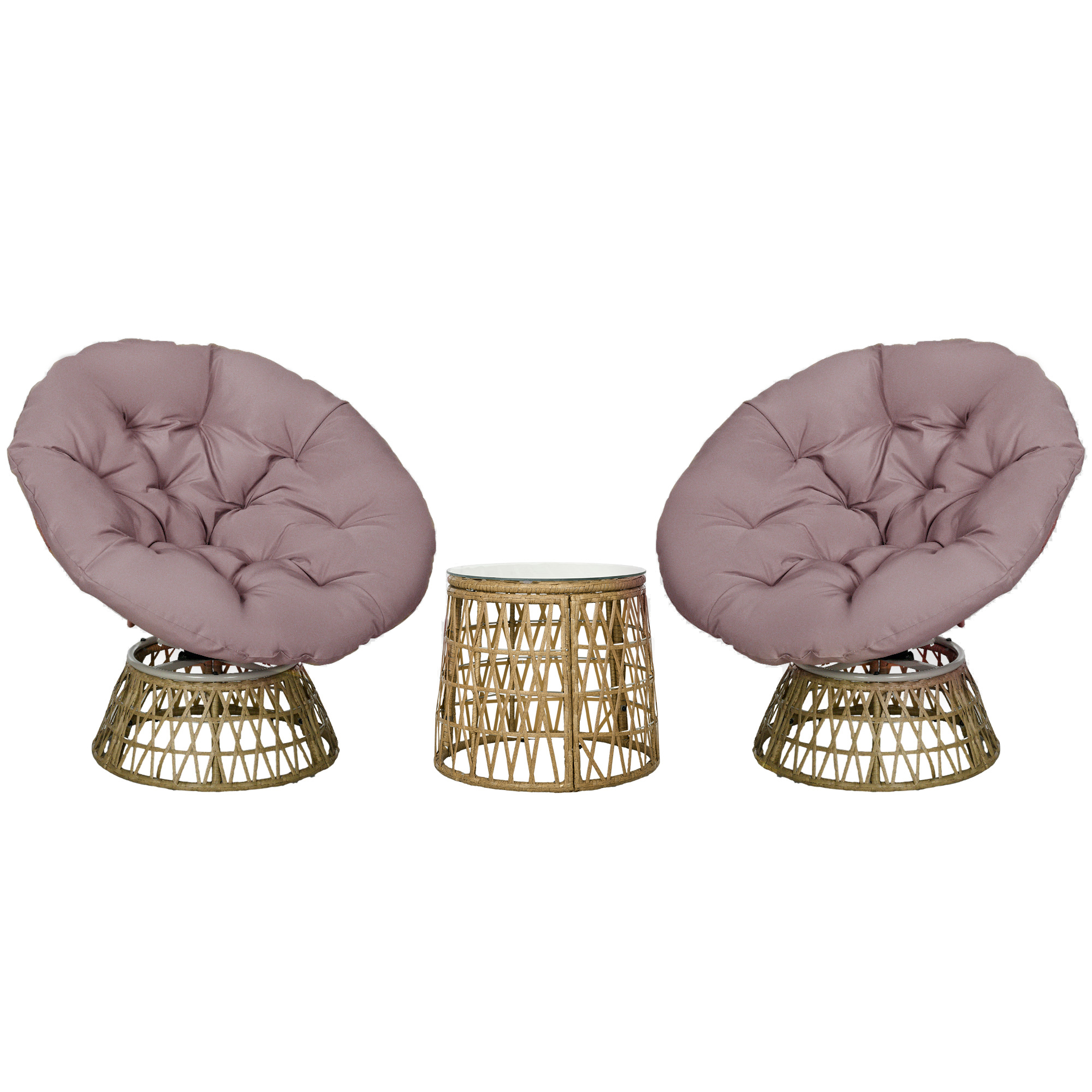 Outsunny Set de bistro pentru balcon, set de terasă, set rezistent la intemperii, perne detașabile, 85 cm x 70 cm x 82 cm, Natural + Maro deschis | Aosom Romania