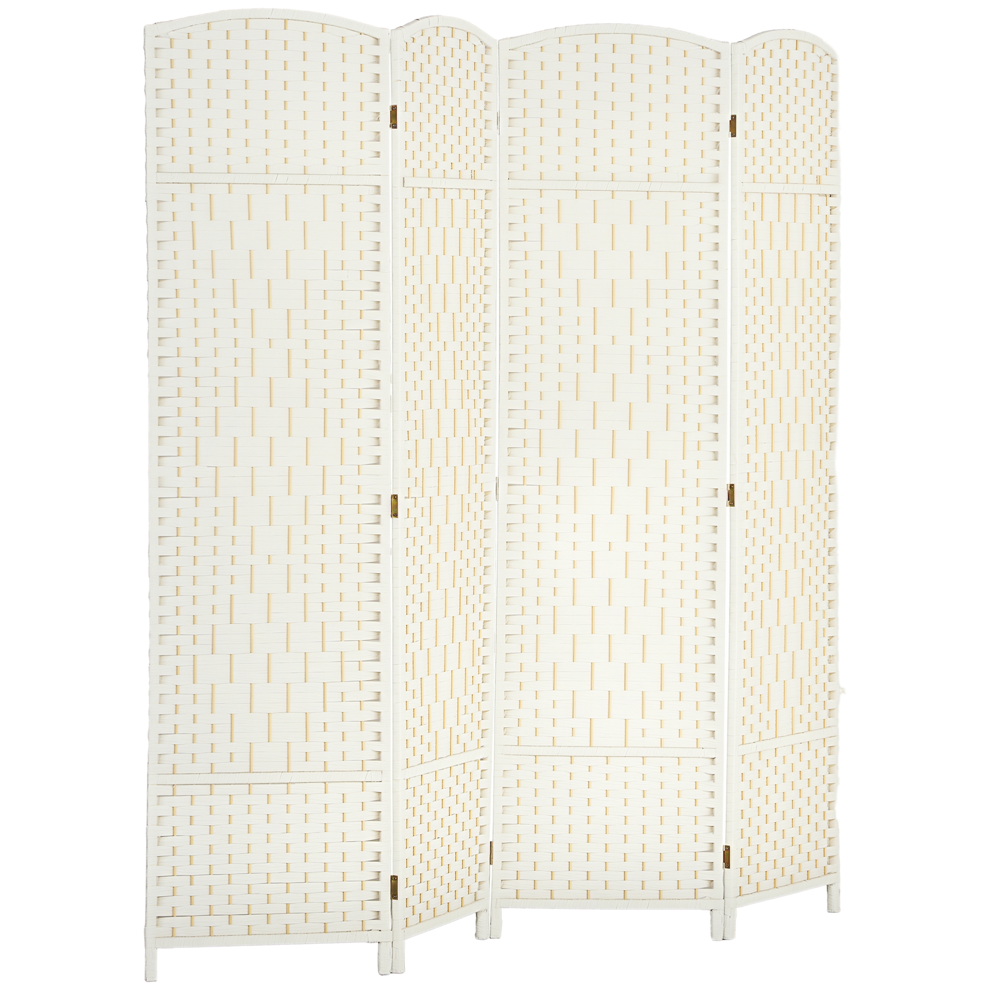 HOMCOM Paravent interior din lemn 4 panouri divizor de cameră pliabil pentru sufragerie dormitor 180 x 180 cm alb | Aosom Romania