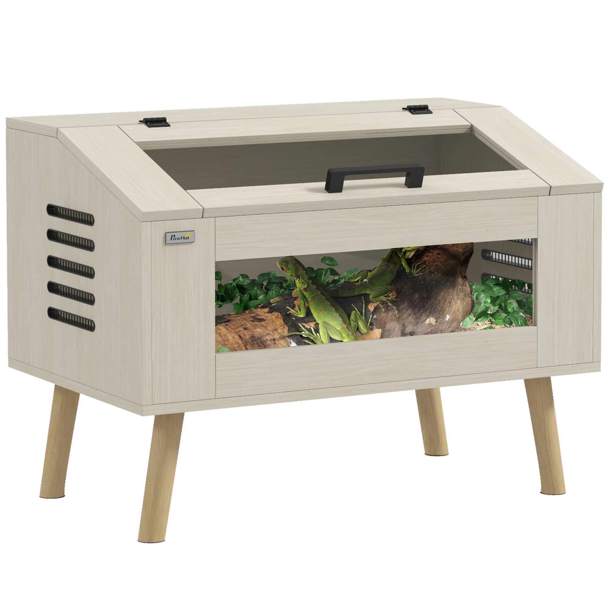 PawHut Terariu pentru reptile, vivariu pentru șerpi 111 litri cu ferestre din sticlă rezistentă, capac, 80 x 50 x 60 cm | Aosom Romania