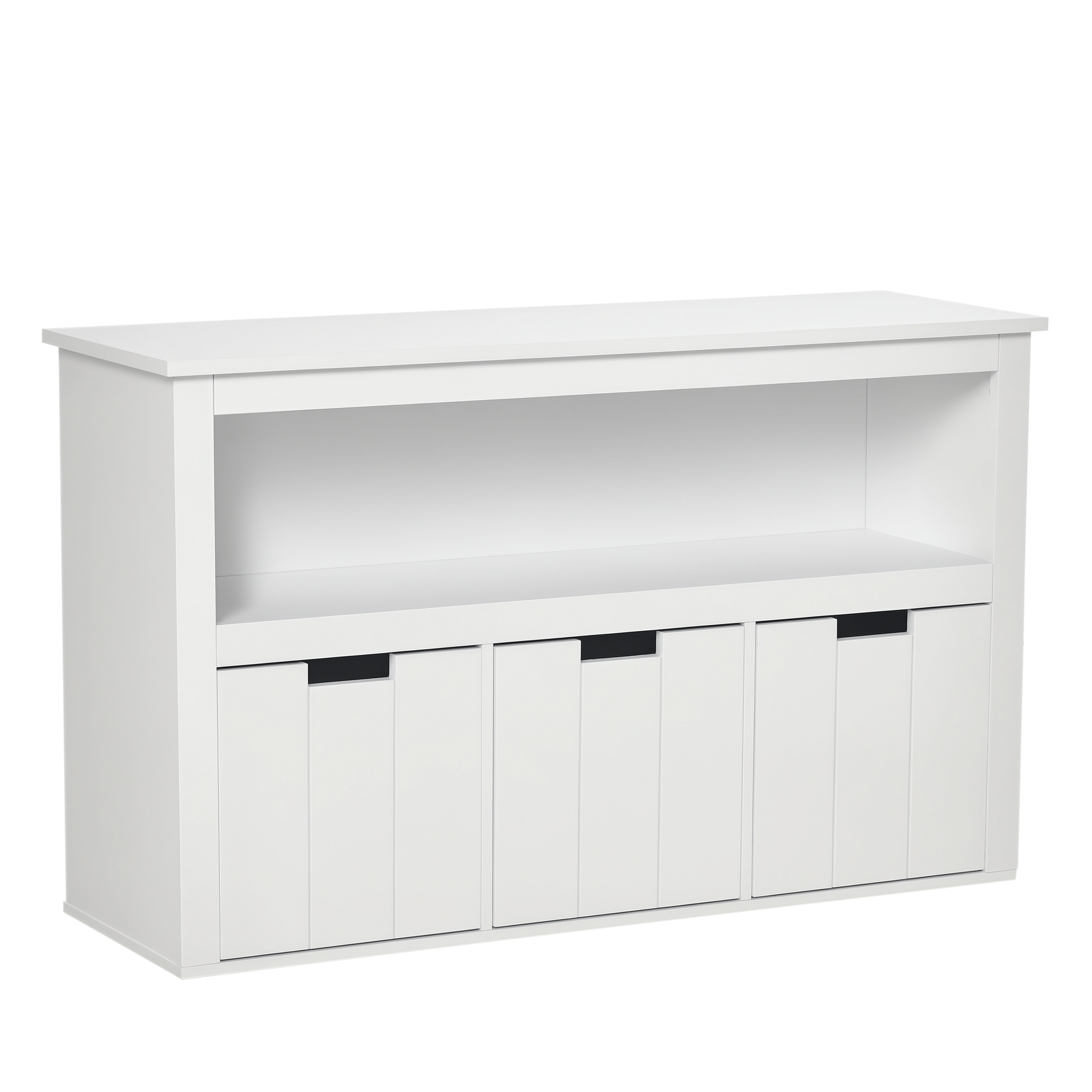 HOMCOM Bufet de Salon cu 3 Sertare Mobilizabile și Rafturi Deschise pentru Cărți Jucării Dulap Auxiliar de Depozitare pentru Dormitor Bucătărie 102x33x61,5 cm Alb | Aosom Romania