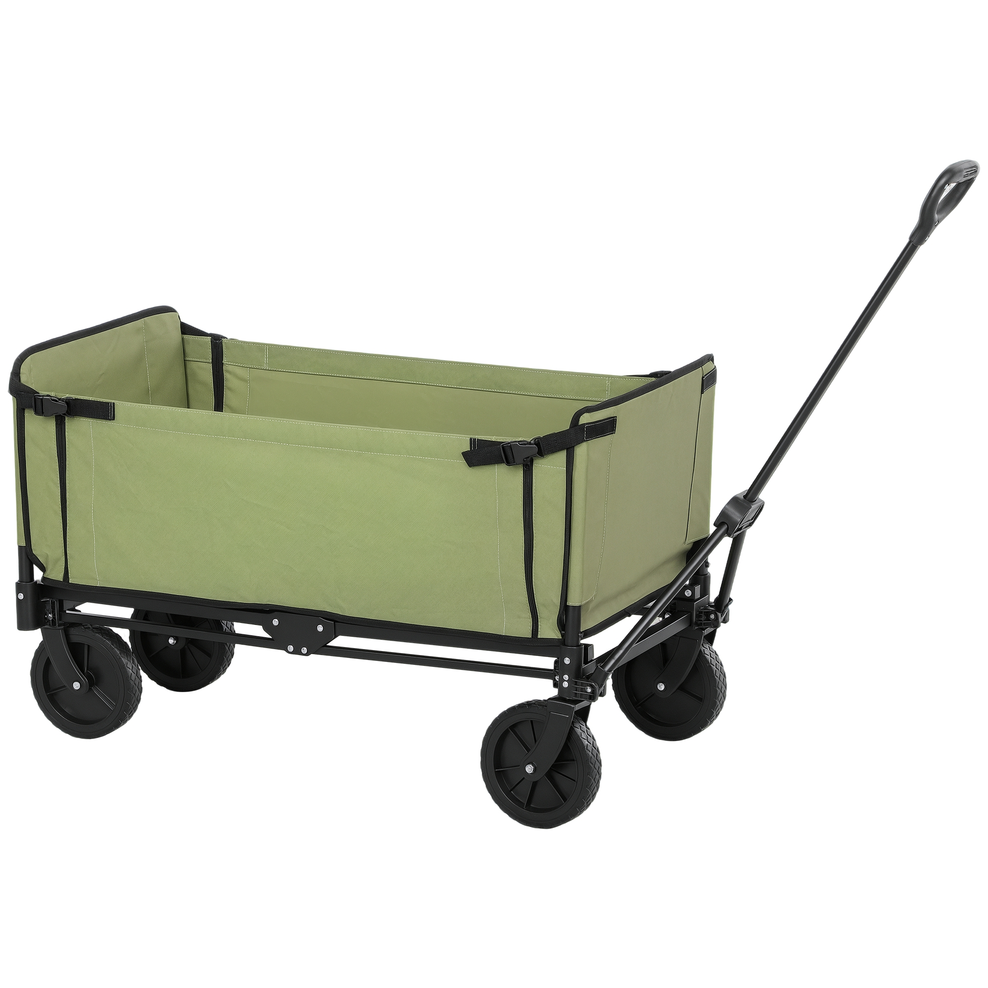 Outsunny Căruț de grădină pliabil 130 L căruț de transport sac detașabil mâner telescopic rotativ 90 x 50 x 60 cm negru | Aosom Romania
