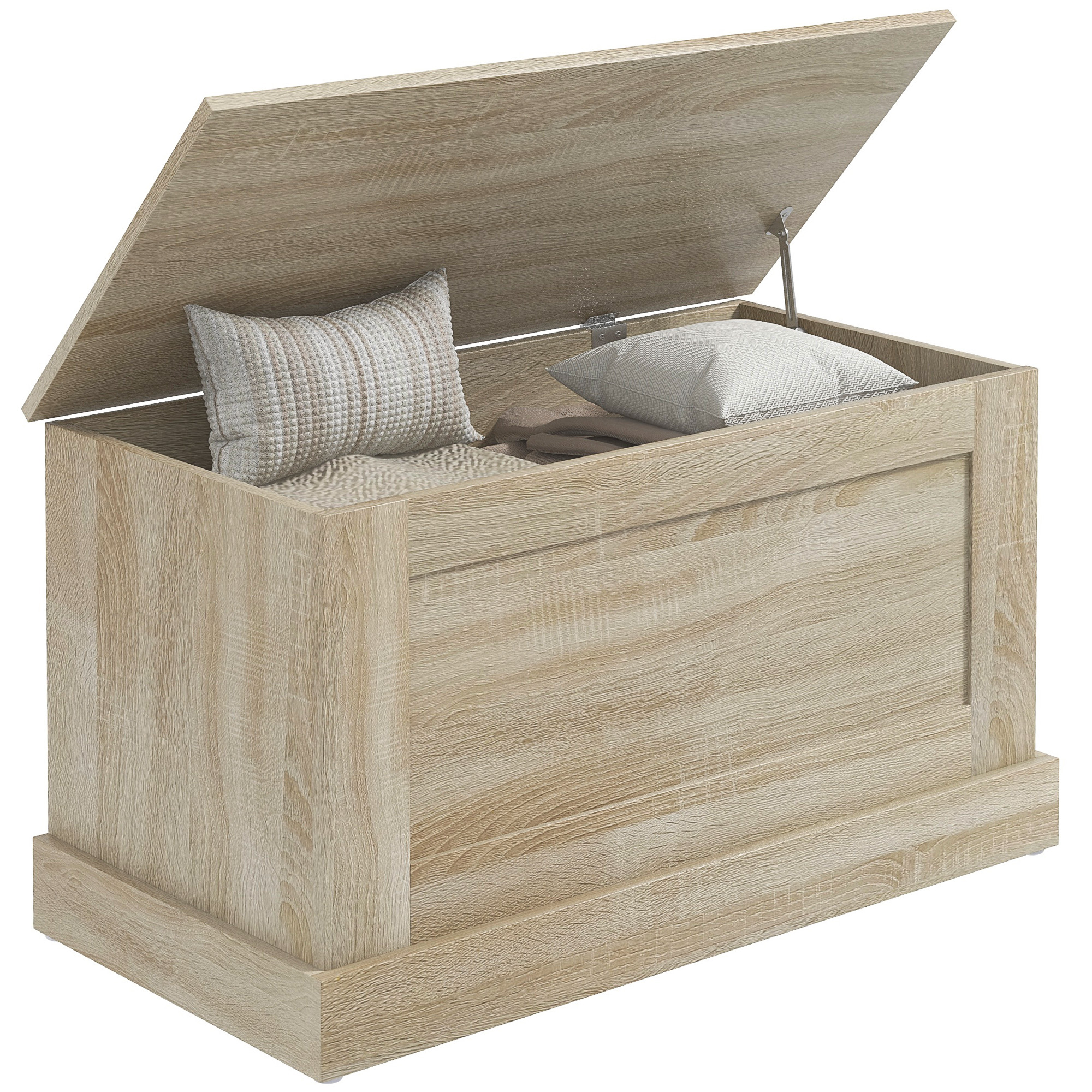 HOMCOM Cuptor de depozitare, cutie de jucării, cu balamale de siguranță, pentru sufragerie, din lemn, 80 x 40 x 45 cm, lemn natural | Aosom Romania