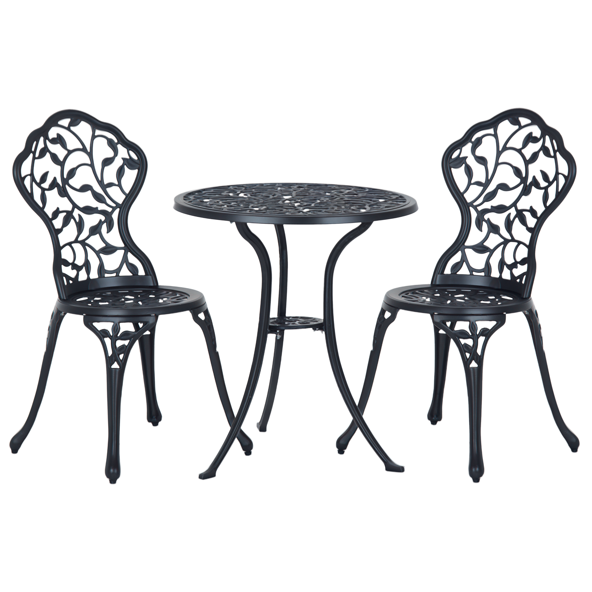 Outsunny Set bistro pentru 2 persoane Mobilier de balcon Masă bistro cu 2 scaune Negru | Aosom Romania