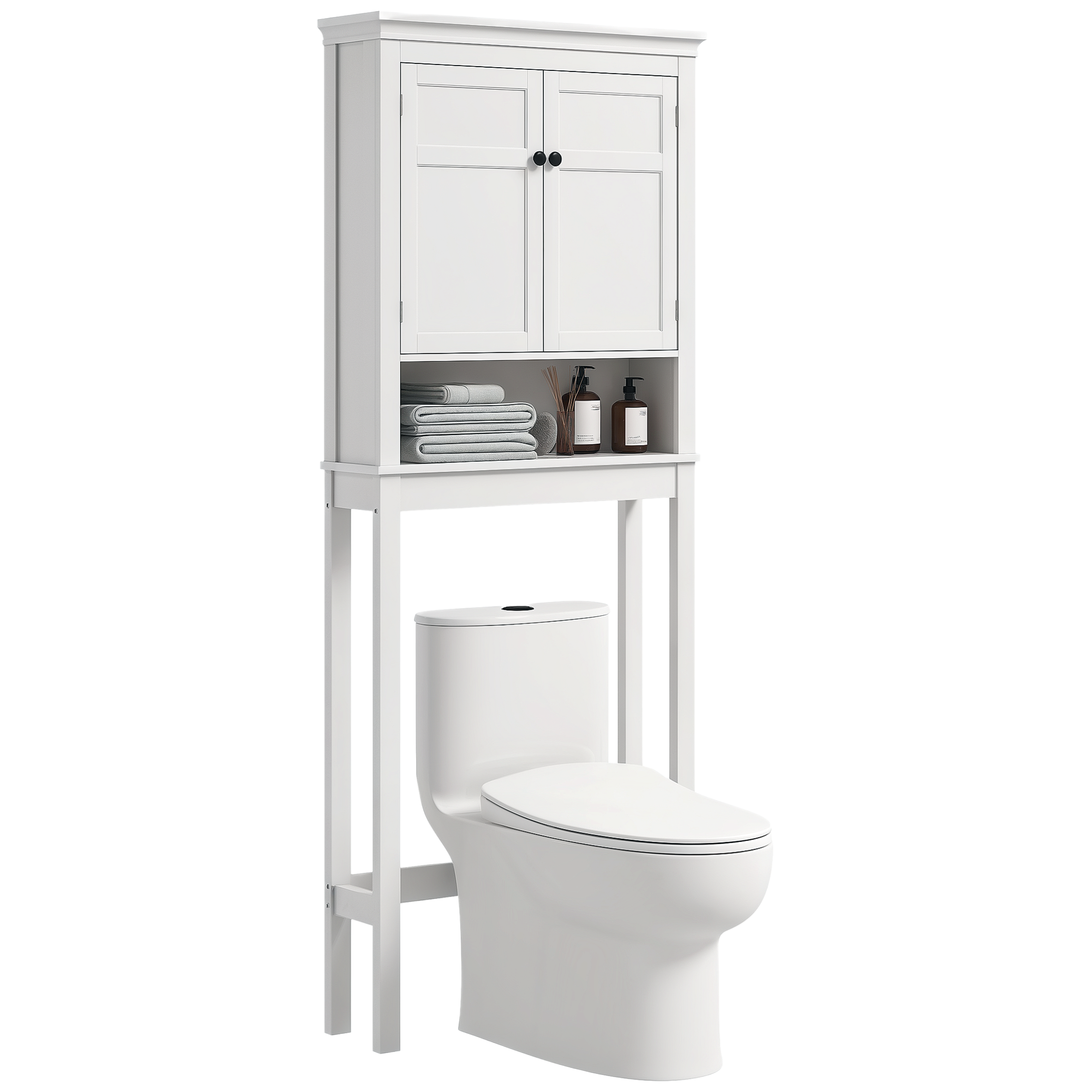 HOMCOM Mobilier WC deasupra toaletei mobilier mașină de spălat dulap 2 uși rafturi reglabile alb | Aosom Romania