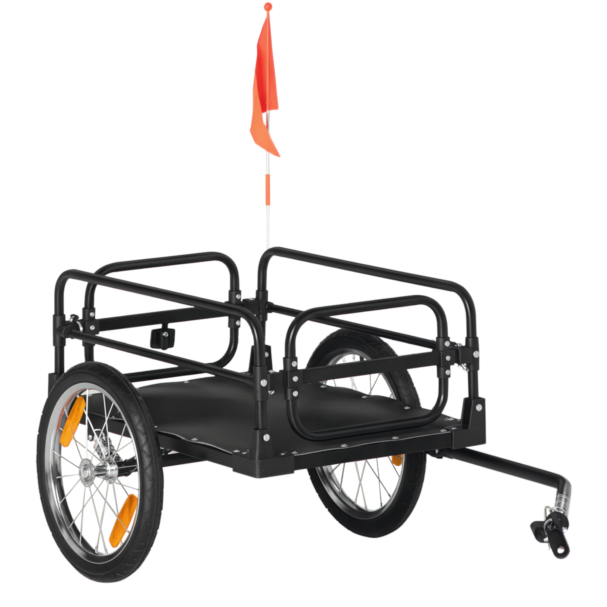 HOMCOM Remorcă pliabilă pentru bicicletă din oțel cu roți de 16 inch, încărcare maximă 40 kg, cu bară de cuplare universală | Aosom Romania