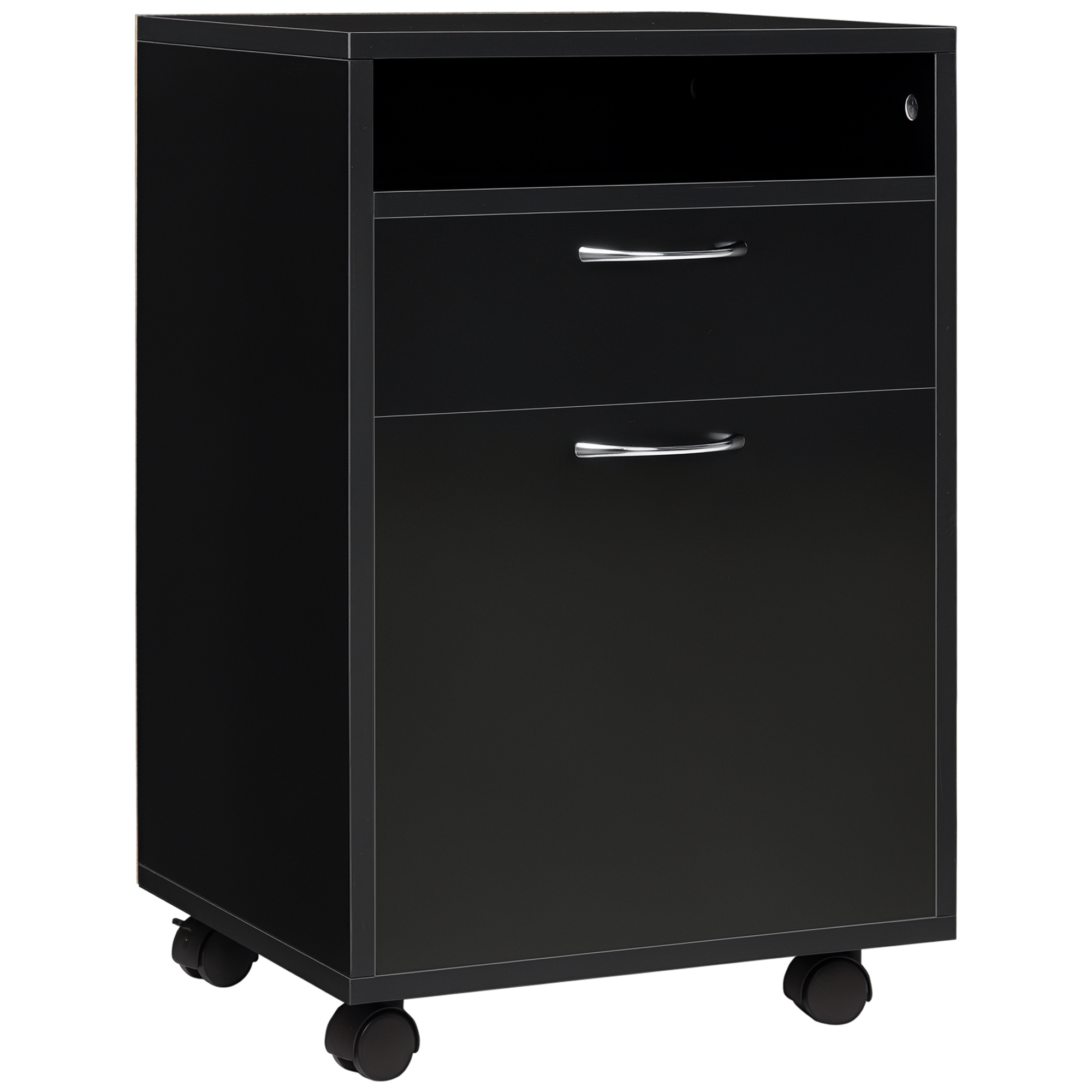 HOMCOM Unitate mobilă cu sertare Container, 1 Raft, 1 Sertar, 40 cm x 35 cm x 60 cm, Negru | Aosom Romania