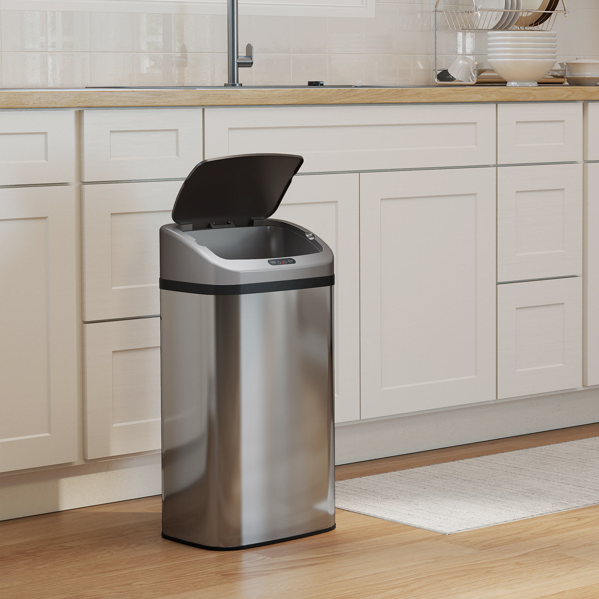HOMCOM 48L Stainless Steel Sensor Bin Silver-Tone 7