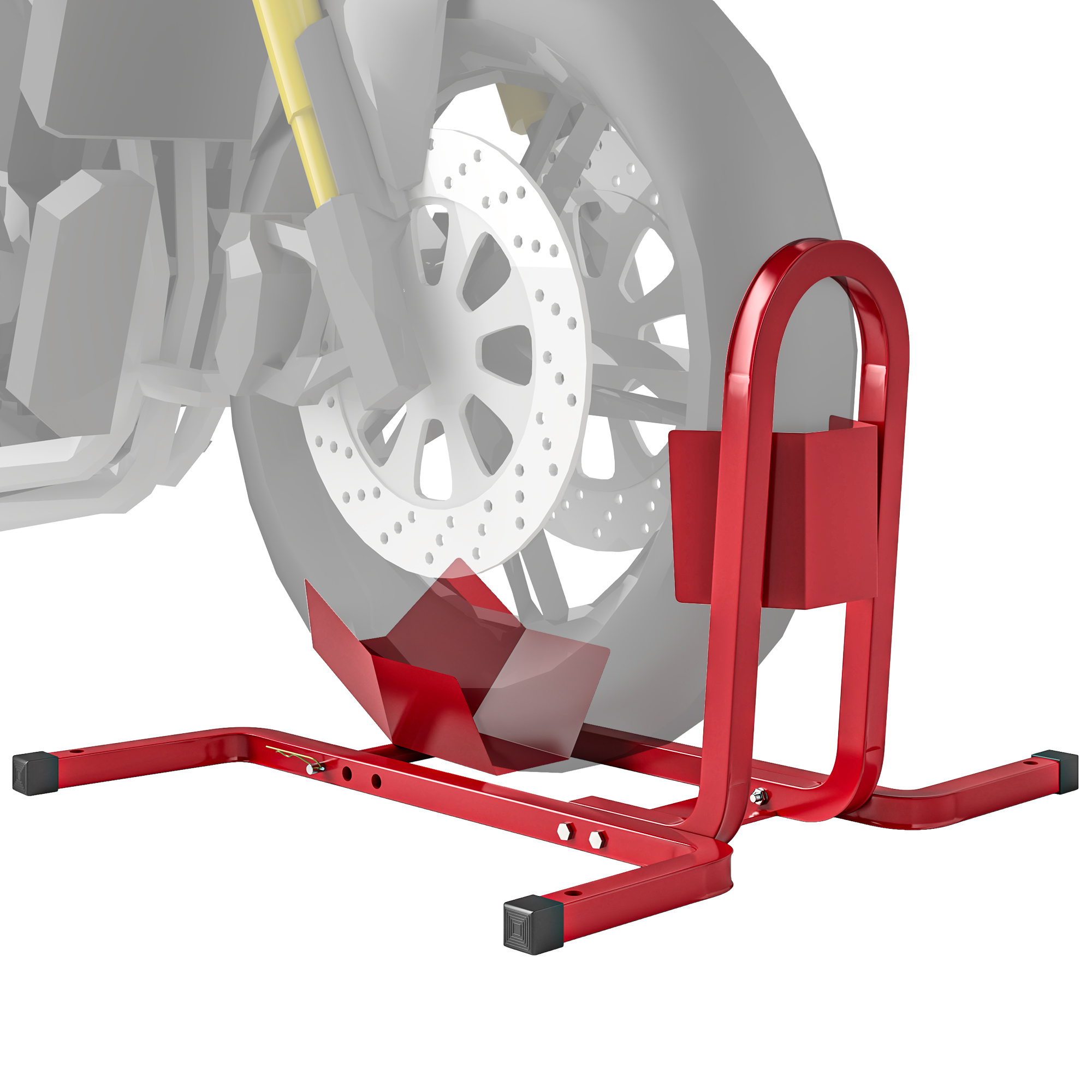 HOMCOM Stand de motociclete cu suport de atelier blocare roată 17 până la 21 de inci tampoane antidereapante metal 60 x 55 x 43 cm roșu | Aosom Romania