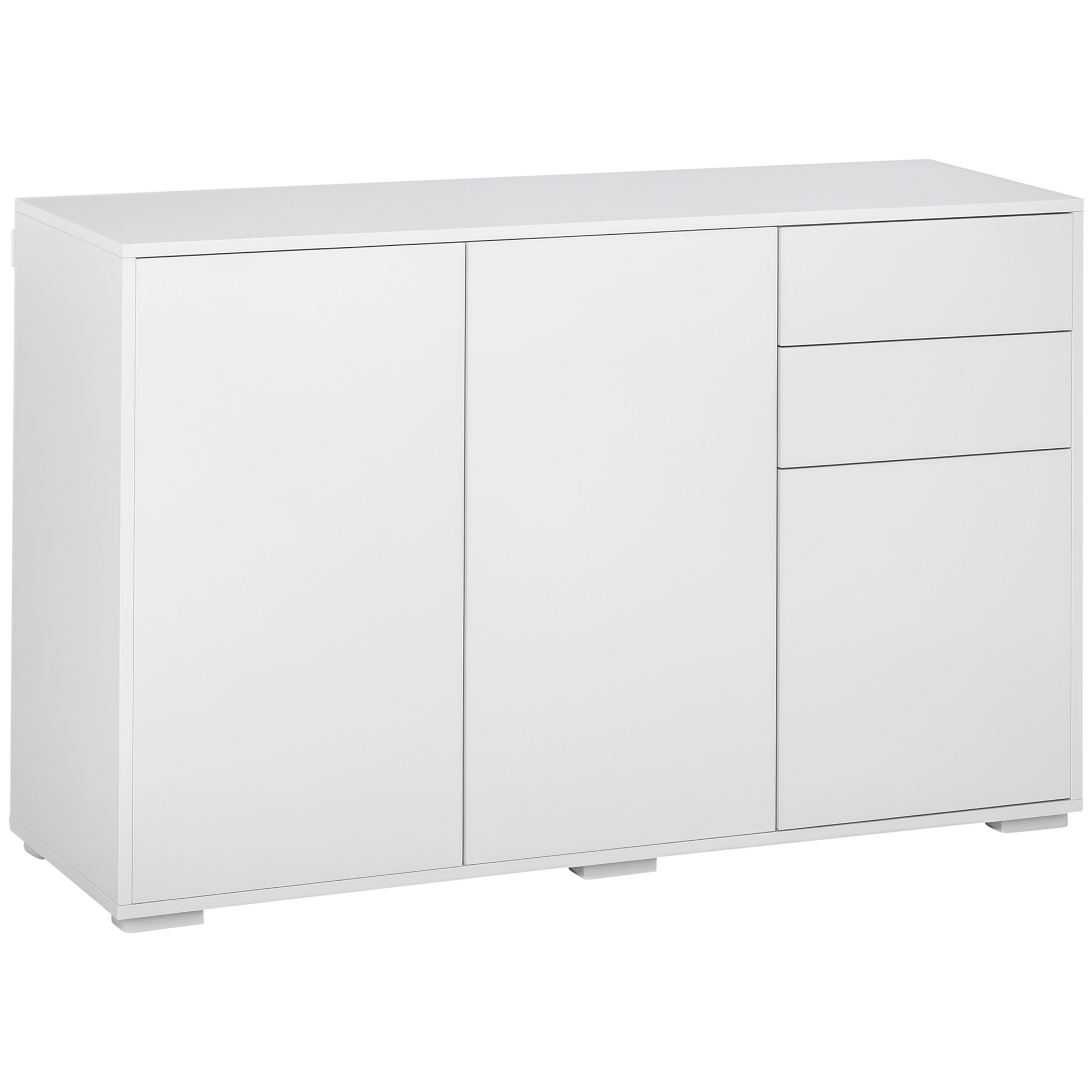 HOMCOM Bufet Comodă Antric, 2 Sertare, Push-Click, 117 cm x 36 cm x 74 cm, Alb | Aosom Romania