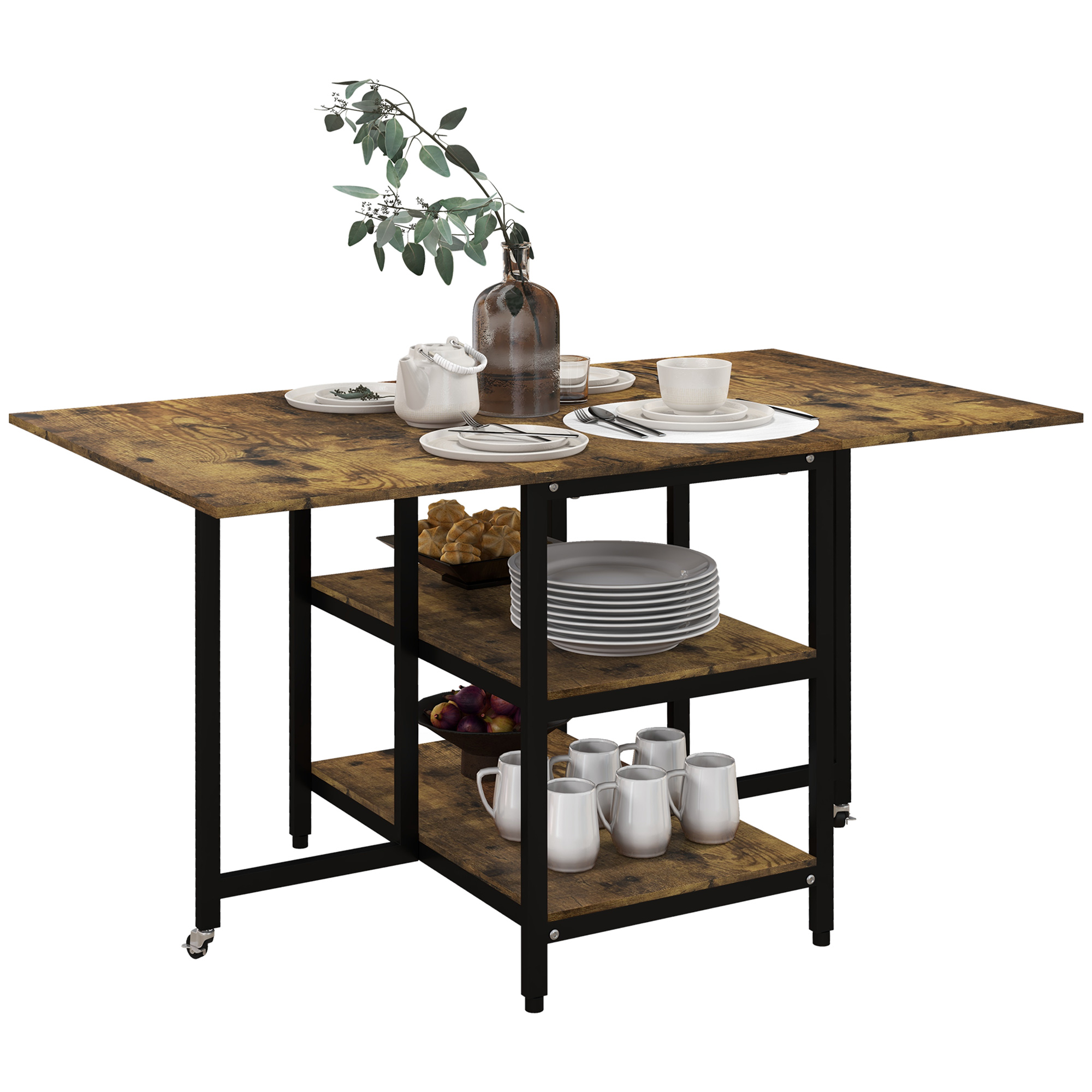 HOMCOM Masă Pliabilă Masă Extensibilă, Design Industrial, 140 cm x 80 cm x 75 cm | Aosom Romania