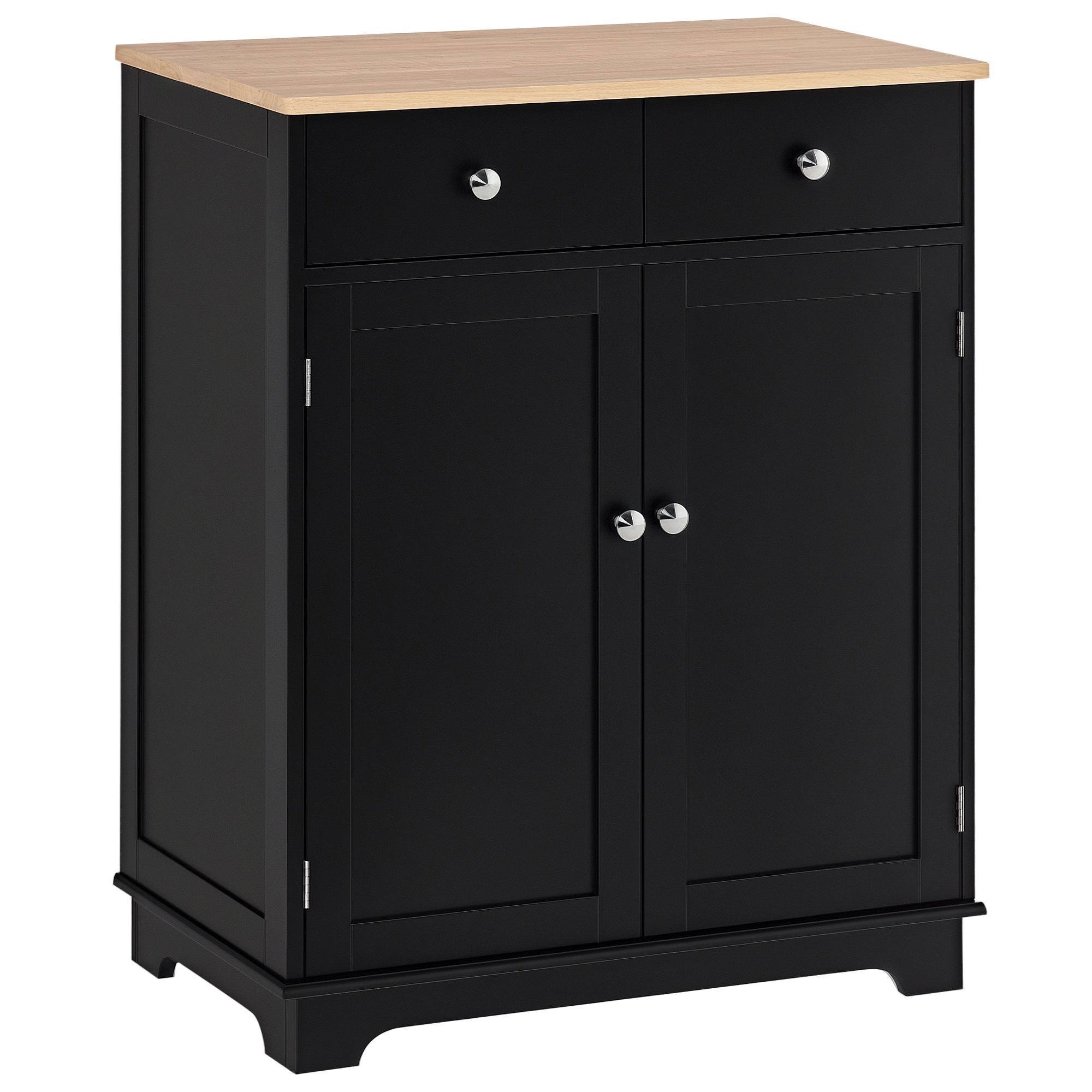 HOMCOM Mobila de depozitare bufet pentru living cu dulapuri, 2 sertare si rafturi reglabile, 68x40,3x85cm, negru si lemn natural | Aosom Romania