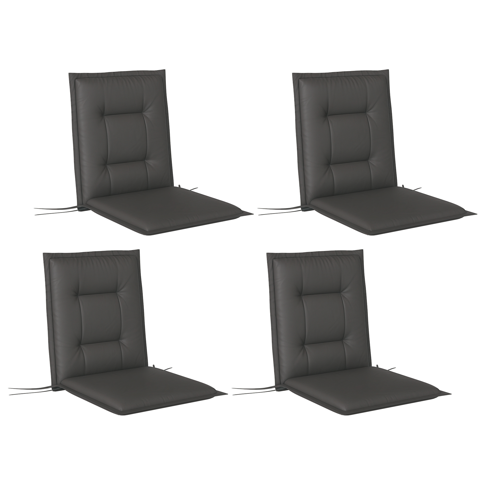 Outsunny Set de 4 perne de scaun 108 x 50 x 5 cm, perne de scaun cu curele pentru interior și exterior, gri închis | Aosom Romania
