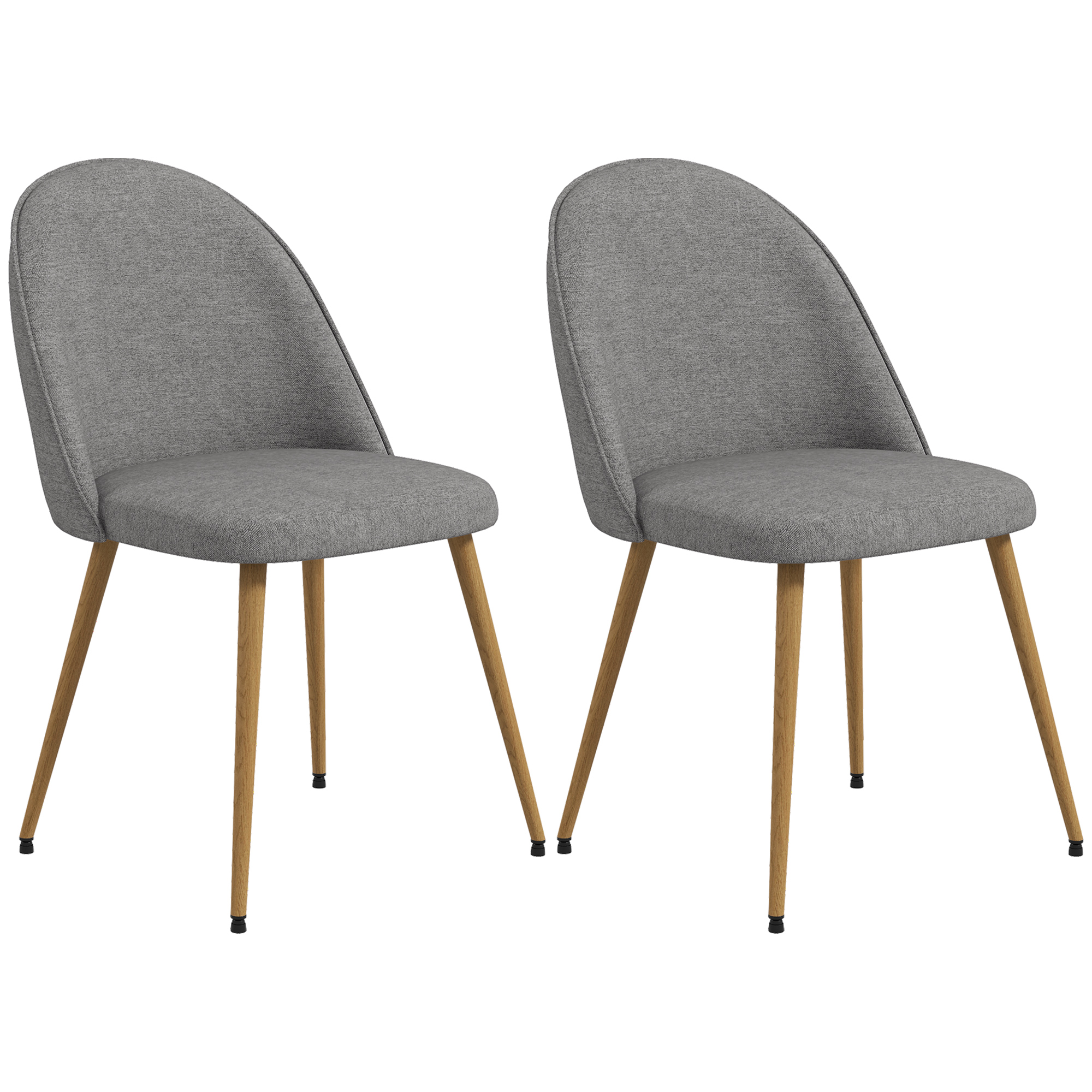 HOMCOM Pachet de 2 Scaune de Sufragerie Scaune de Bucătărie Tapitate cu Material Textil de In și Picioare din Oțel Capacitate 120 kg 50x52x83 cm Gri | Aosom Romania