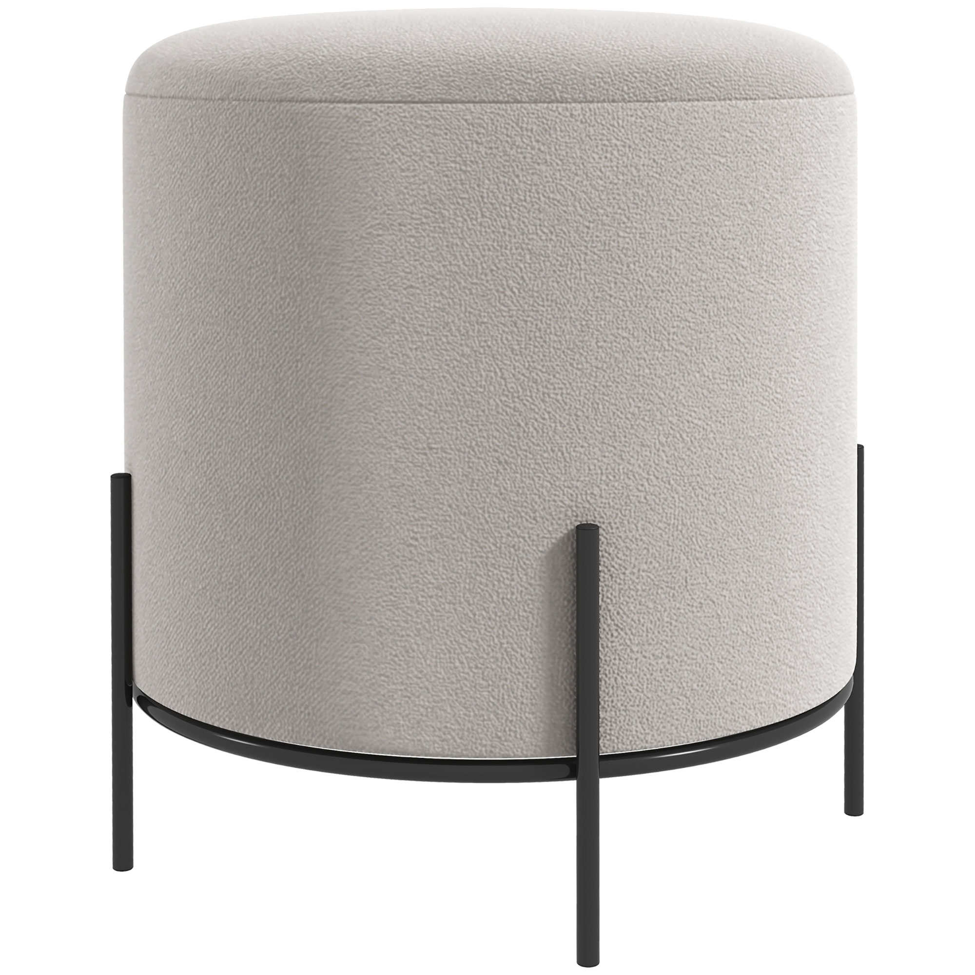HOMCOM Pouf taburet pouf suport pentru picioare din catifea cu picioare din oțel pentru salon dormitor Ø 35 x 38 cm gri deschis | Aosom Romania