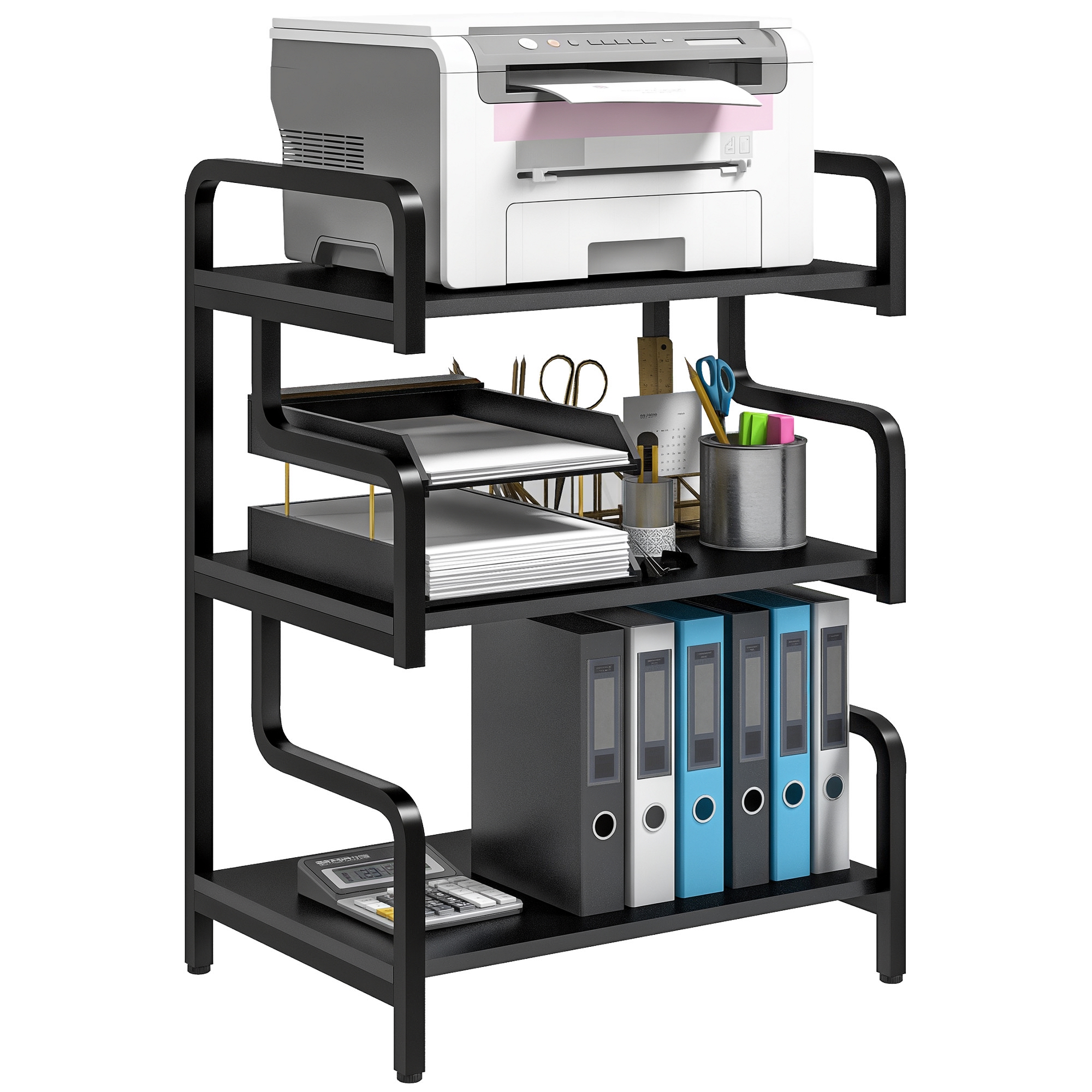 HOMCOM Etagere de depozitare cu 3 niveluri etajeră metalică design industrial structură din oțel 55 x 40 x 77 cm Negru | Aosom Romania