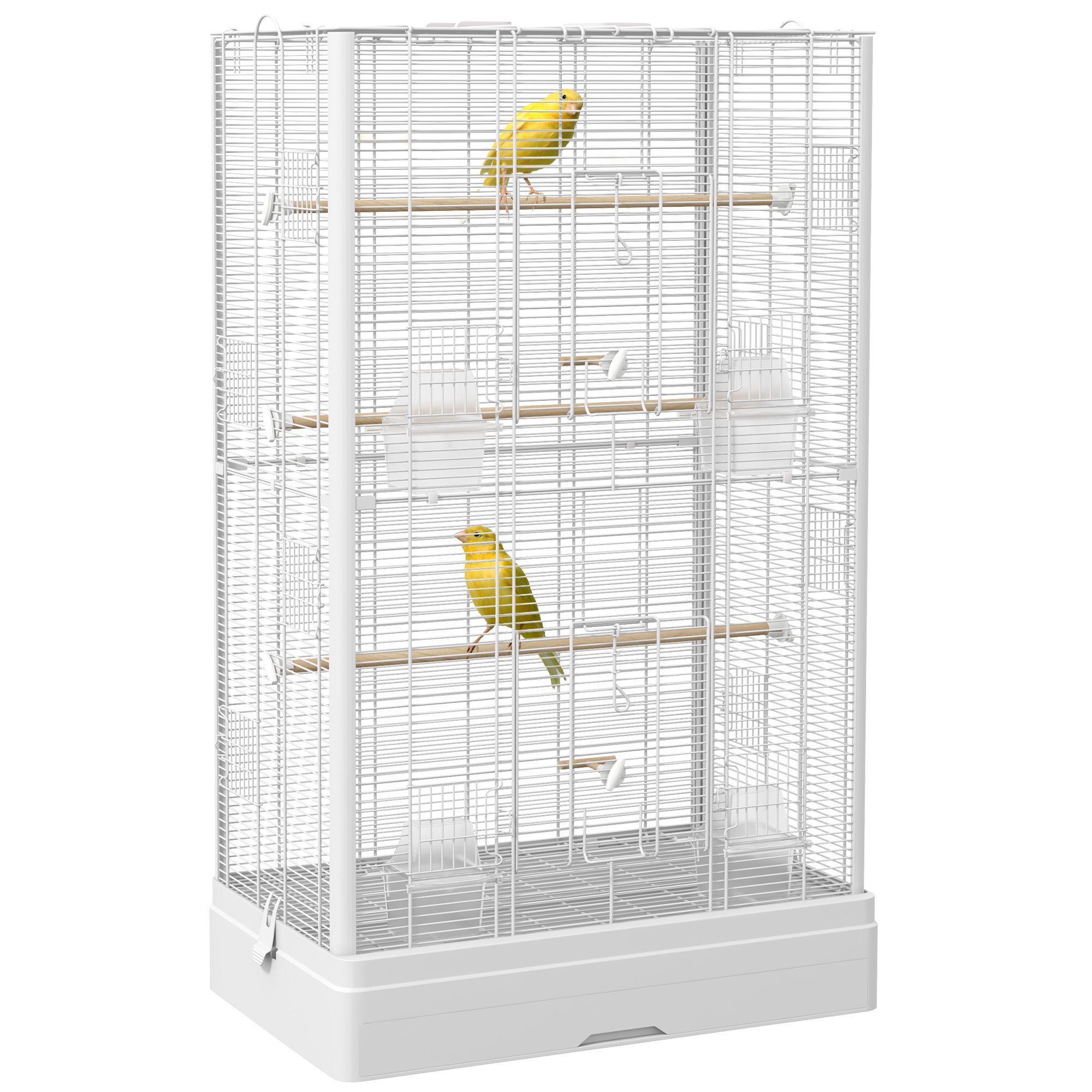 PawHut Colivie pentru păsări volieră cu uși furci colivie pentru canari păsări mări păsări-exotice 61 x 36,5 x 98 cm alb | Aosom Romania