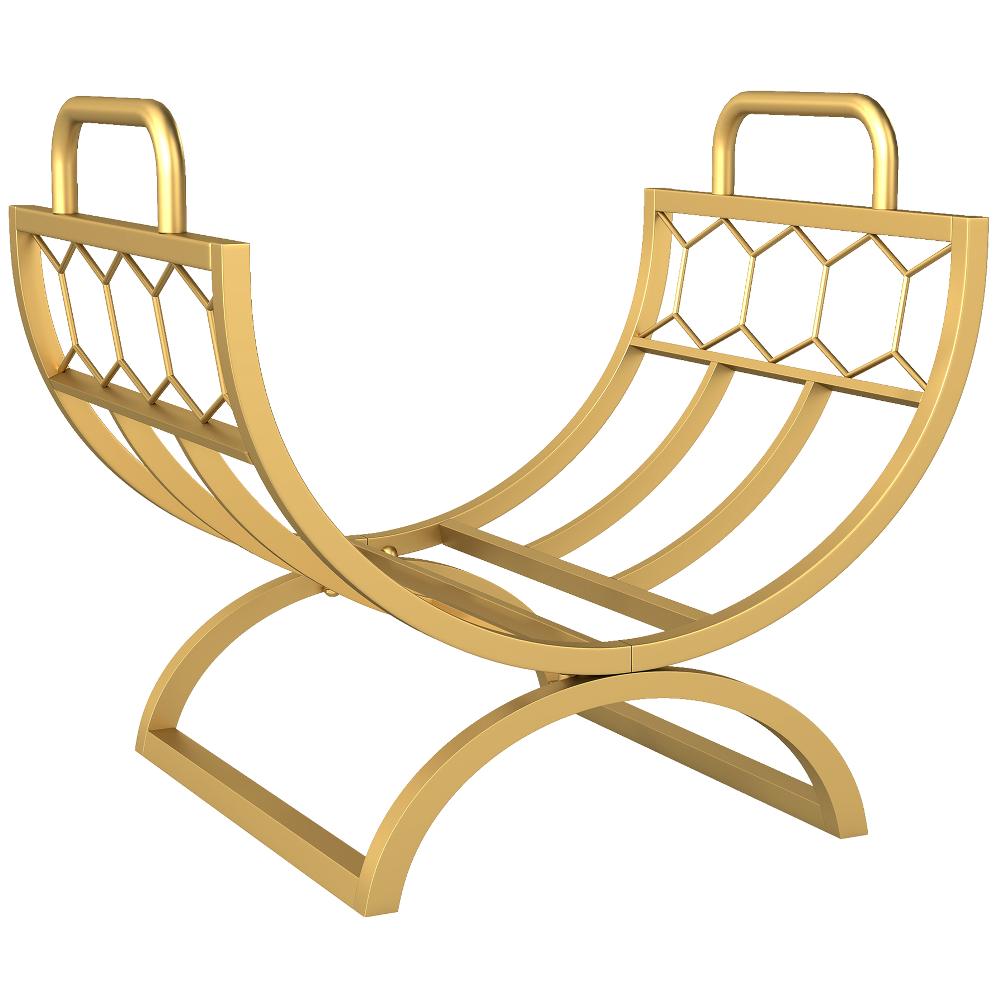 Outsunny Estante de leña para chimenea interior 46 x 36 x 41 cm Brennholzregal para Kamin Ofen Metall Gold