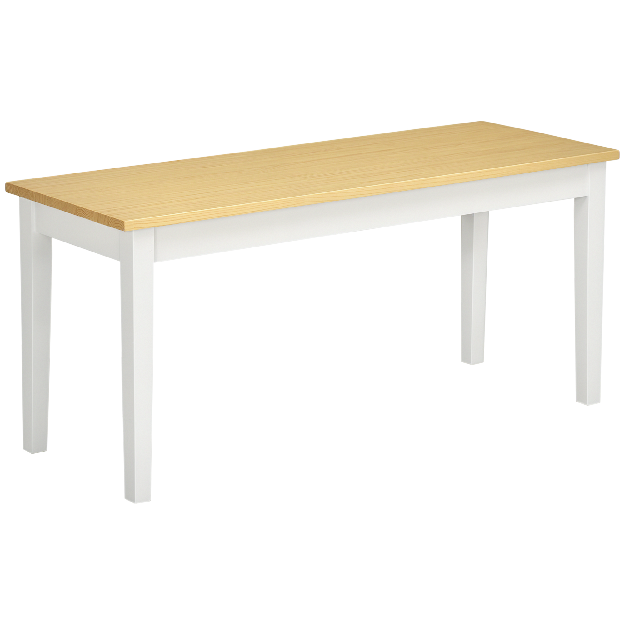 HOMCOM Banc din lemn pentru 2 persoane bicolore cu șezut natural și picioare albe 102 x 36 x 45 cm | Aosom Romania