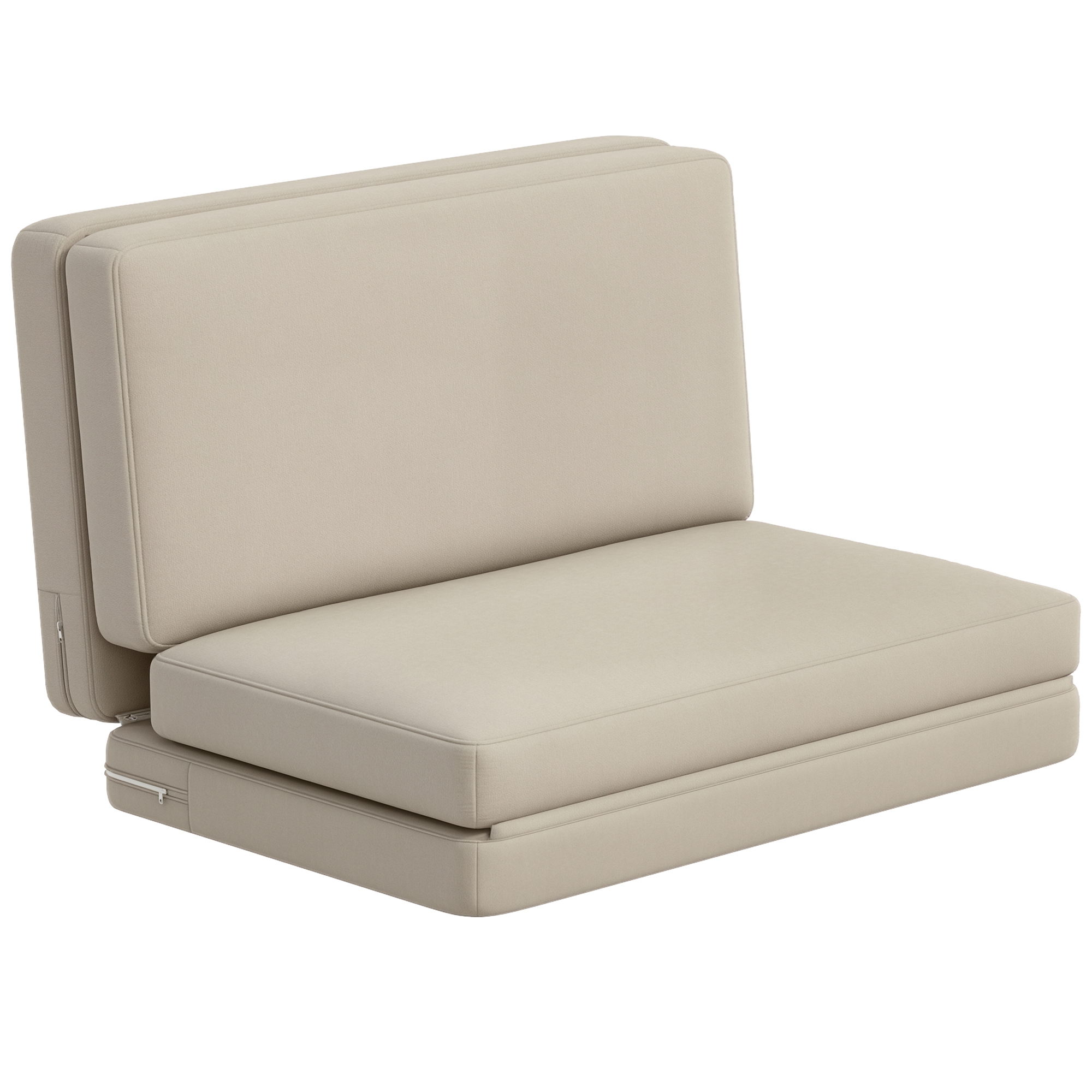 HOMCOM 2-in-1 canapea relaxanta pliabila saltea pentru oaspeti separabila latime de 120 cm Bej | Aosom Romania