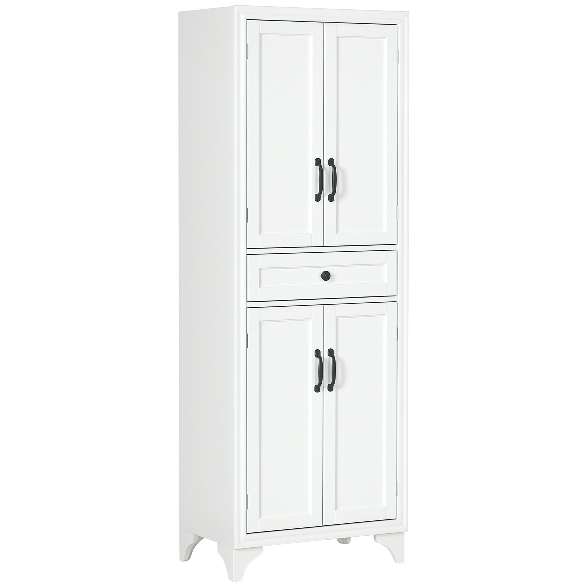 HOMCOM Bufet înalt armoire de cuisine 4 uși 2 dulapuri si 1 sertar central inaltime 170 cm cu raft reglabil alb | Aosom Romania