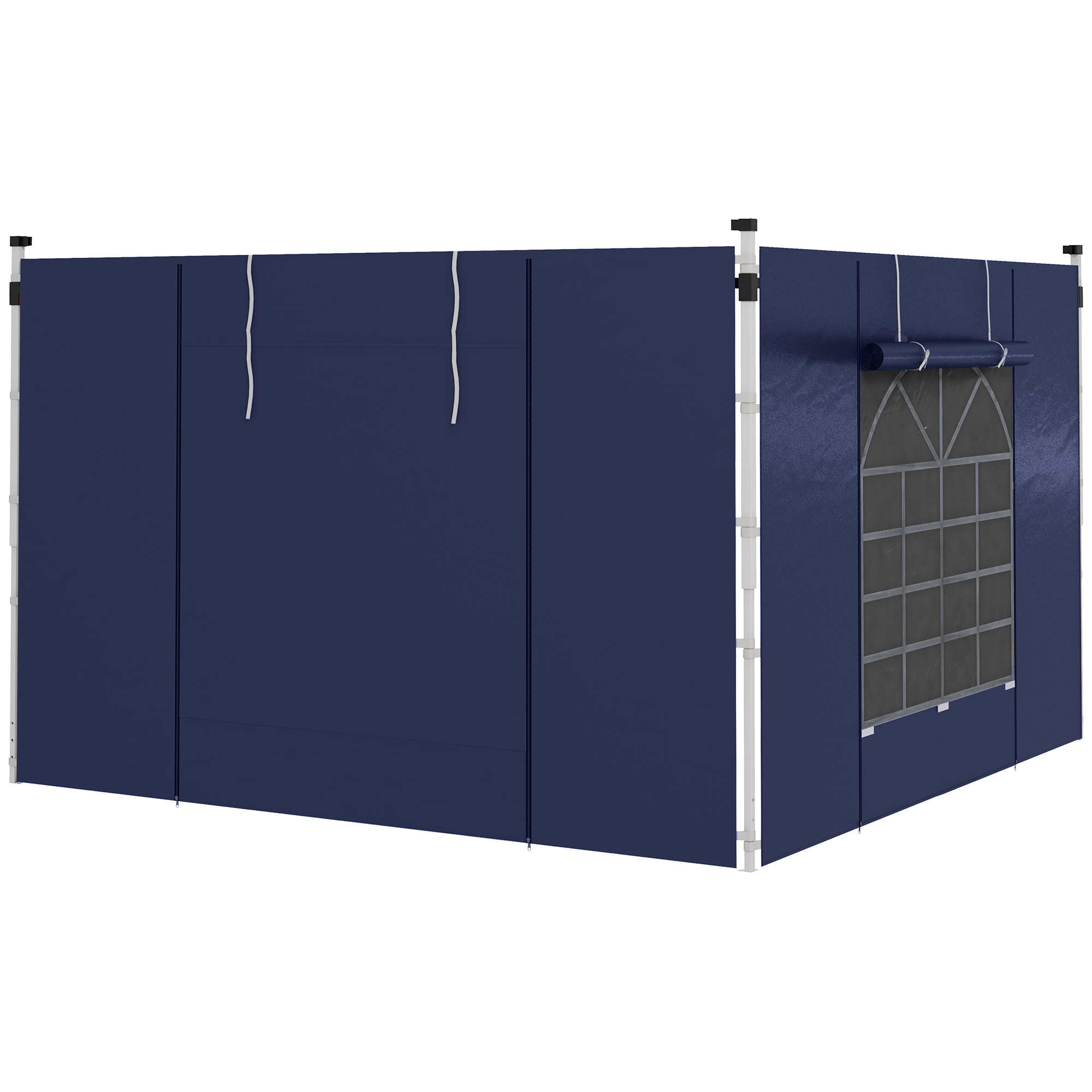 Outsunny Curtine Pavilion, Set de 2, pentru Pavilion de Grădină 3x6m sau 3x3m, cu Ferestre și Uși, Albastru | Aosom Romania