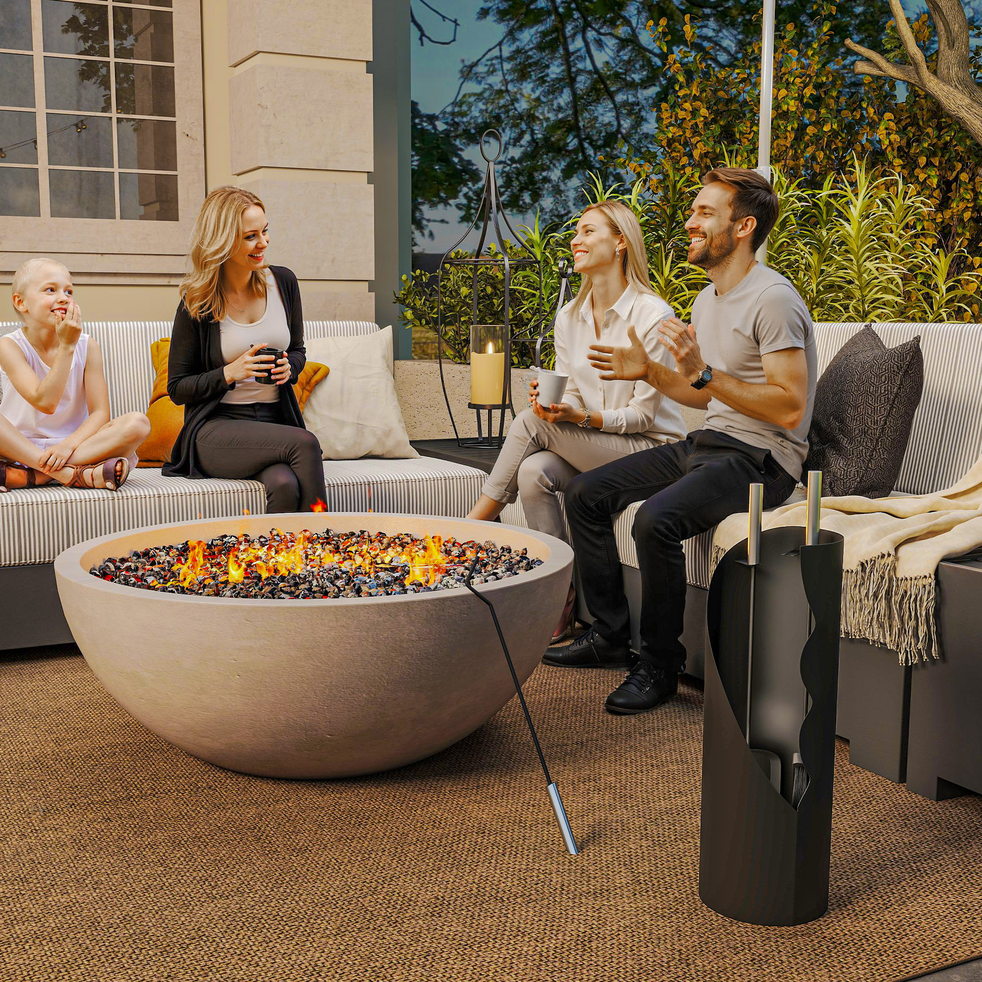 Outsunny Kaminbesteck Set 4-teilig Kaminzubehör mit Besen, Schaufel, Schürh günstig online kaufen