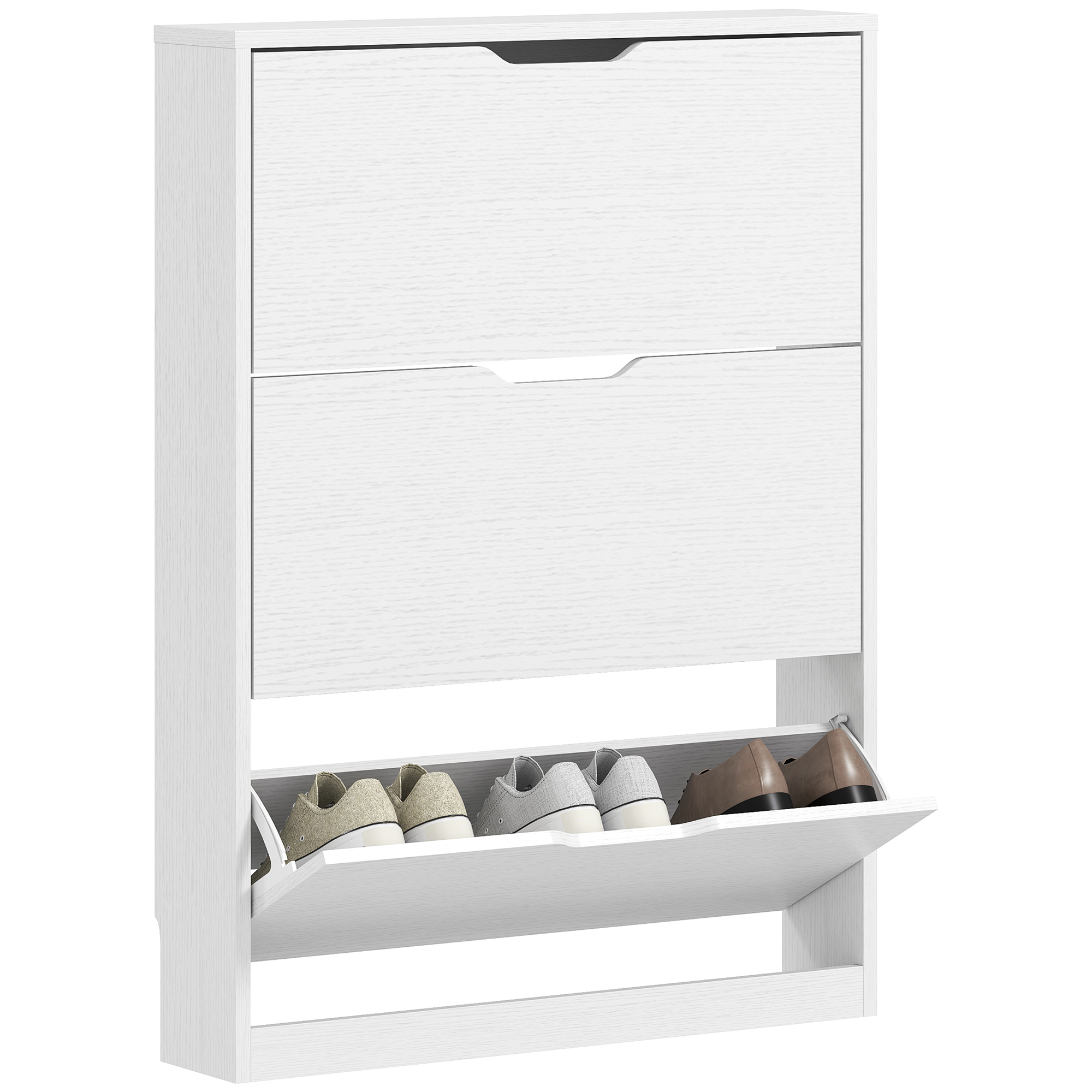 HOMCOM Șifonier cu 3 Sertare Pliante, pentru până la 12 perechi de pantofi, Placă de Lemn, 80 x 17 x 108 cm, Alb | Aosom Romania