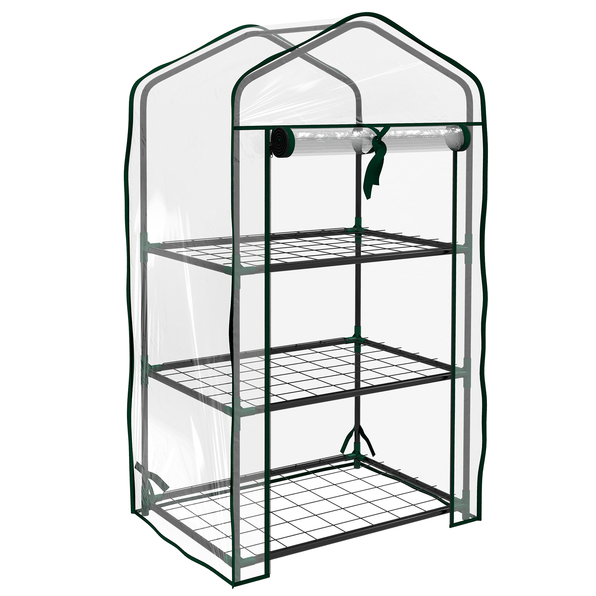 Outsunny Seră de Grădină rafturi 3 Nivele dim. 59L x 39l x 127H cm metal termolacuit Verde transparent | Aosom Romania