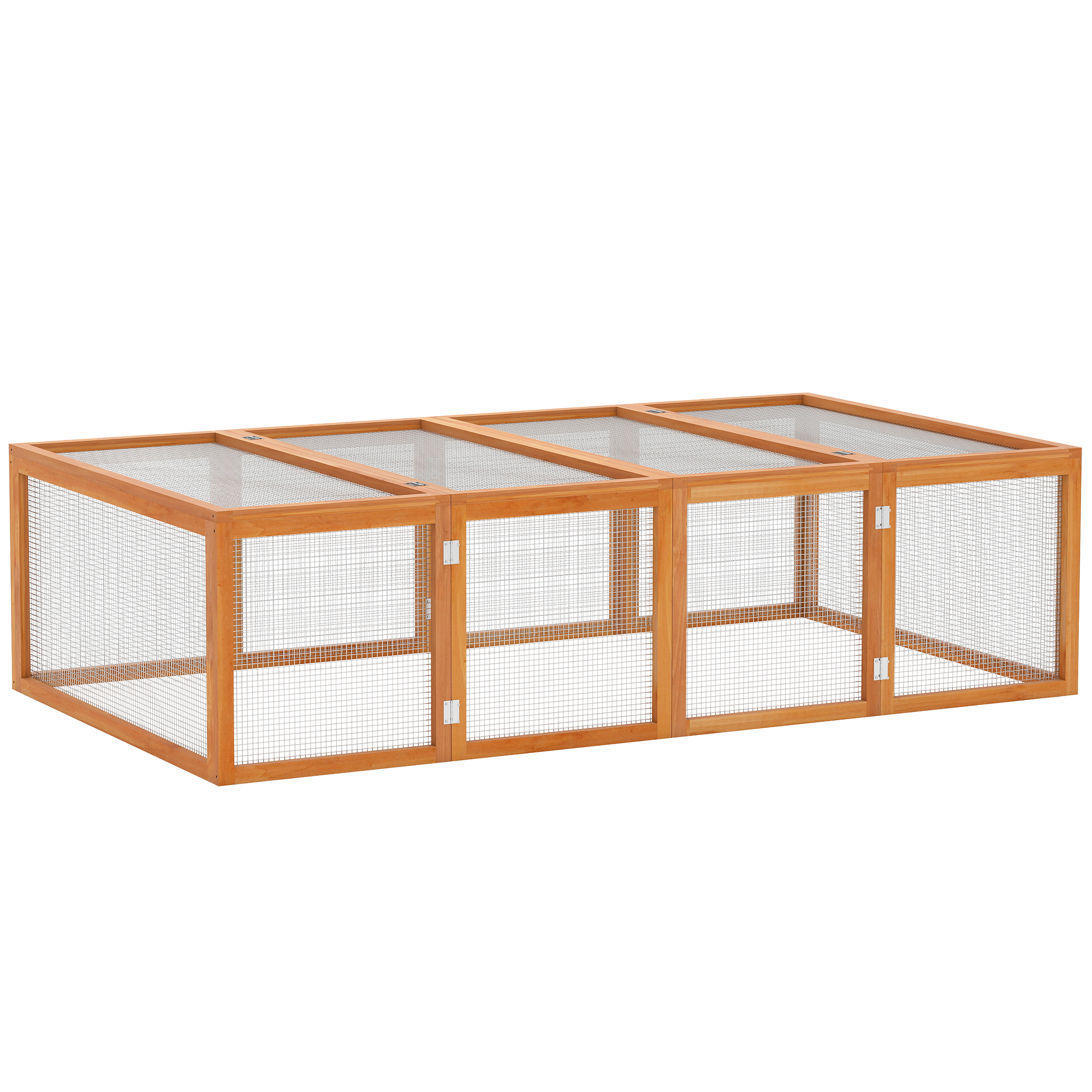 PawHut Clapier cușcă pentru iepuri exterior interior 2 uși superioare 181L x 100l x 48H cm lemn masiv pin | Aosom Romania