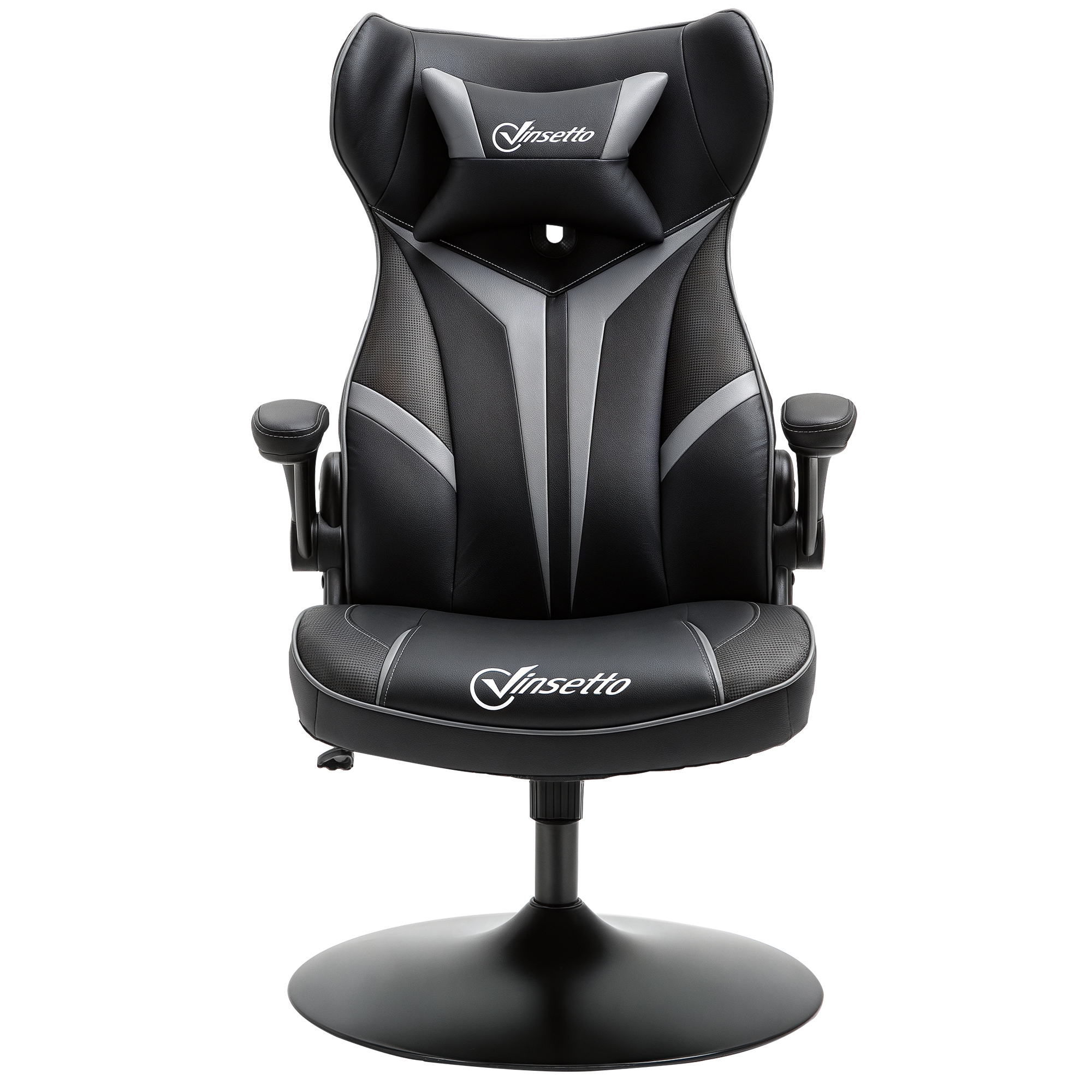 Vinsetto Scaun gamer scaun de joc gaming pivotant la 360° ergonomic înălțime reglabilă brațe rabatabile pernă tăiere incluse înveliș similicuir 67 x 70 x 106-112 cm gri deschis și negru | Aosom Romania