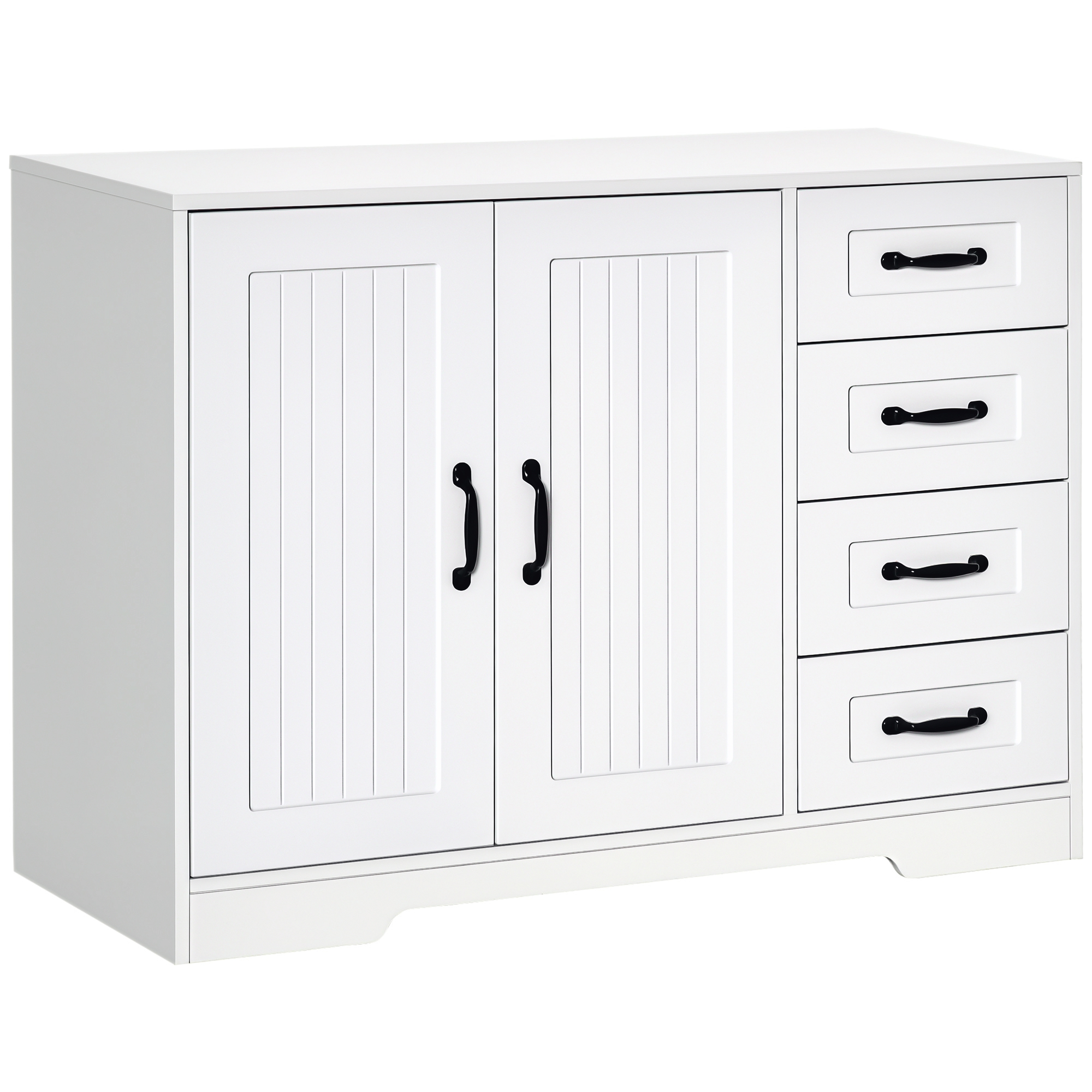 HOMCOM Comodă Sideboard, Anrichte, Stil Modern, 4 Sertare, 1 Dulap, 105 cm x 40 cm x 76 cm, Alb | Aosom Romania
