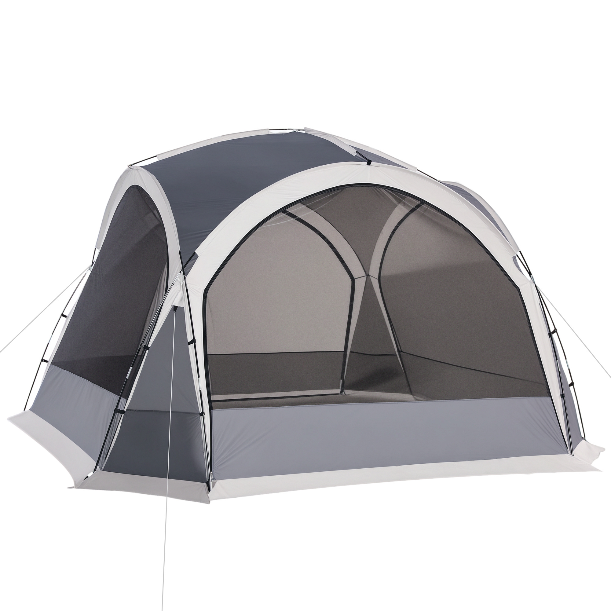 Outsunny Cort de camping tip dôme familial pentru 6-8 persoane cu 4 uși cu plasă de zippé, material Oxford și cârlig pentru lampă | Aosom Romania