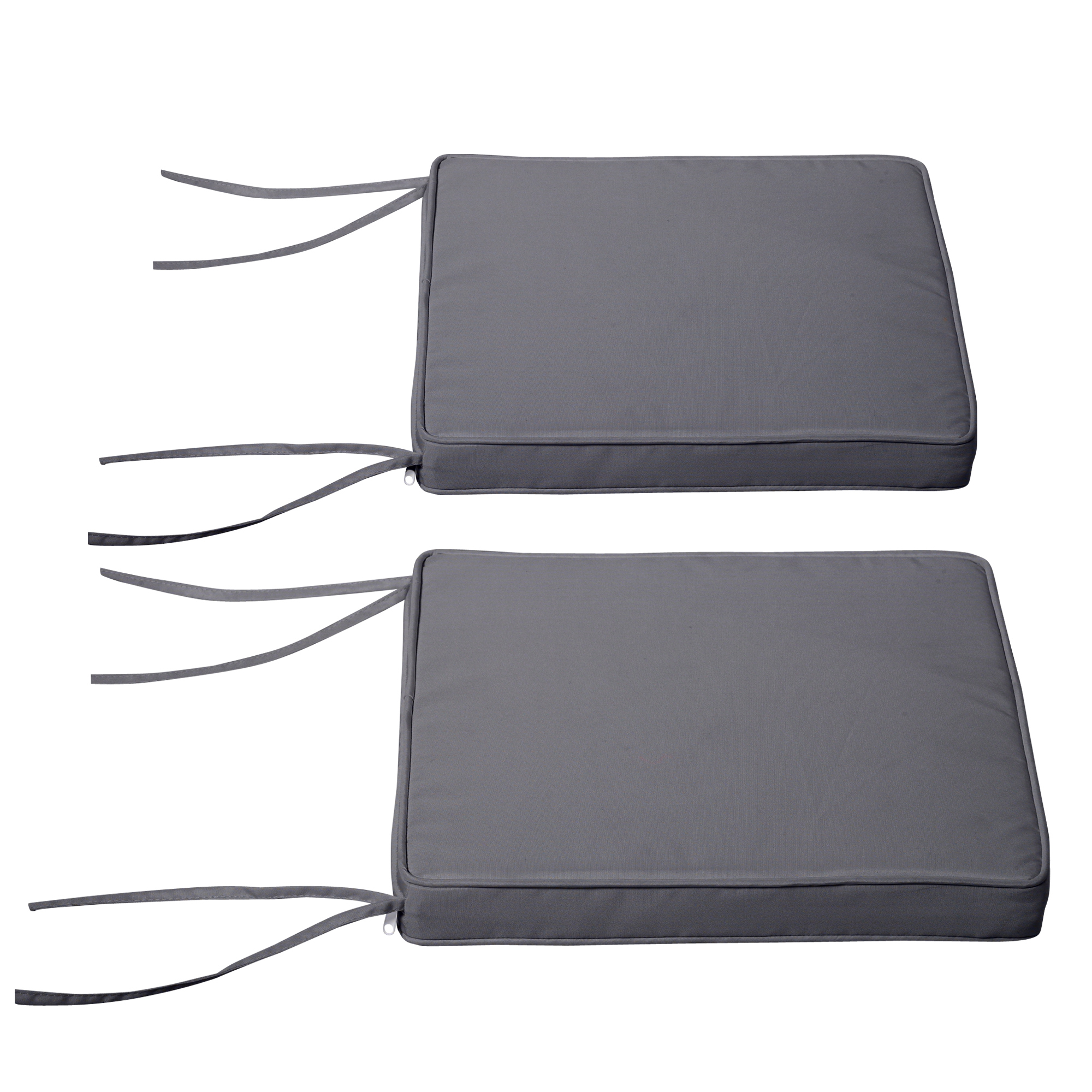 Outsunny Set de 2 perne pentru fotolii de grădină Pernă pentru scaun de exterior Perne de șezut detasabile Umplutură de 5 cm Tesatura de poliester dim. 45L x 45l cm Gri închis | Aosom Romania