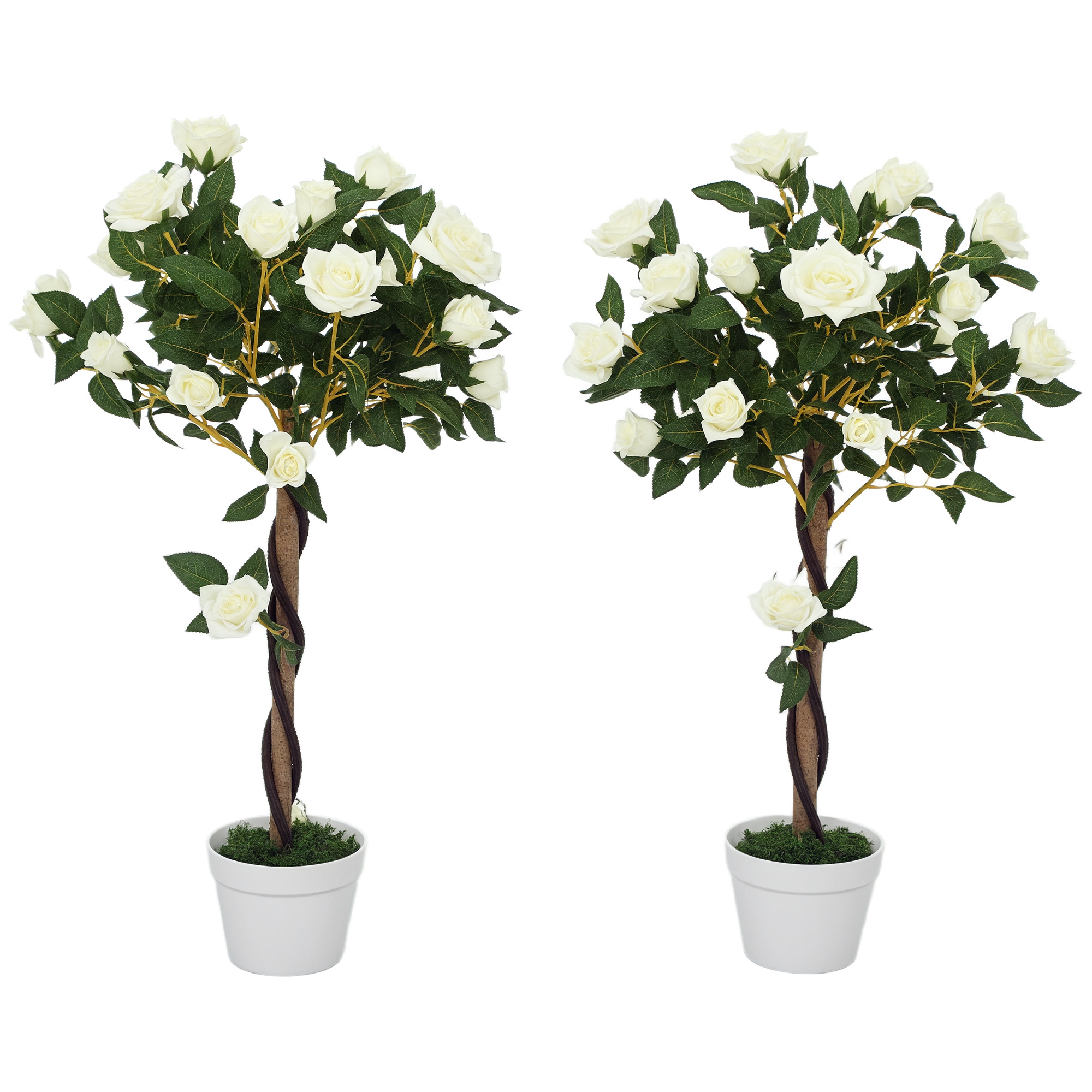 Outsunny Arbore artificial, plantă artificială în ghiveci de ciment, plantă artificială | Aosom Romania