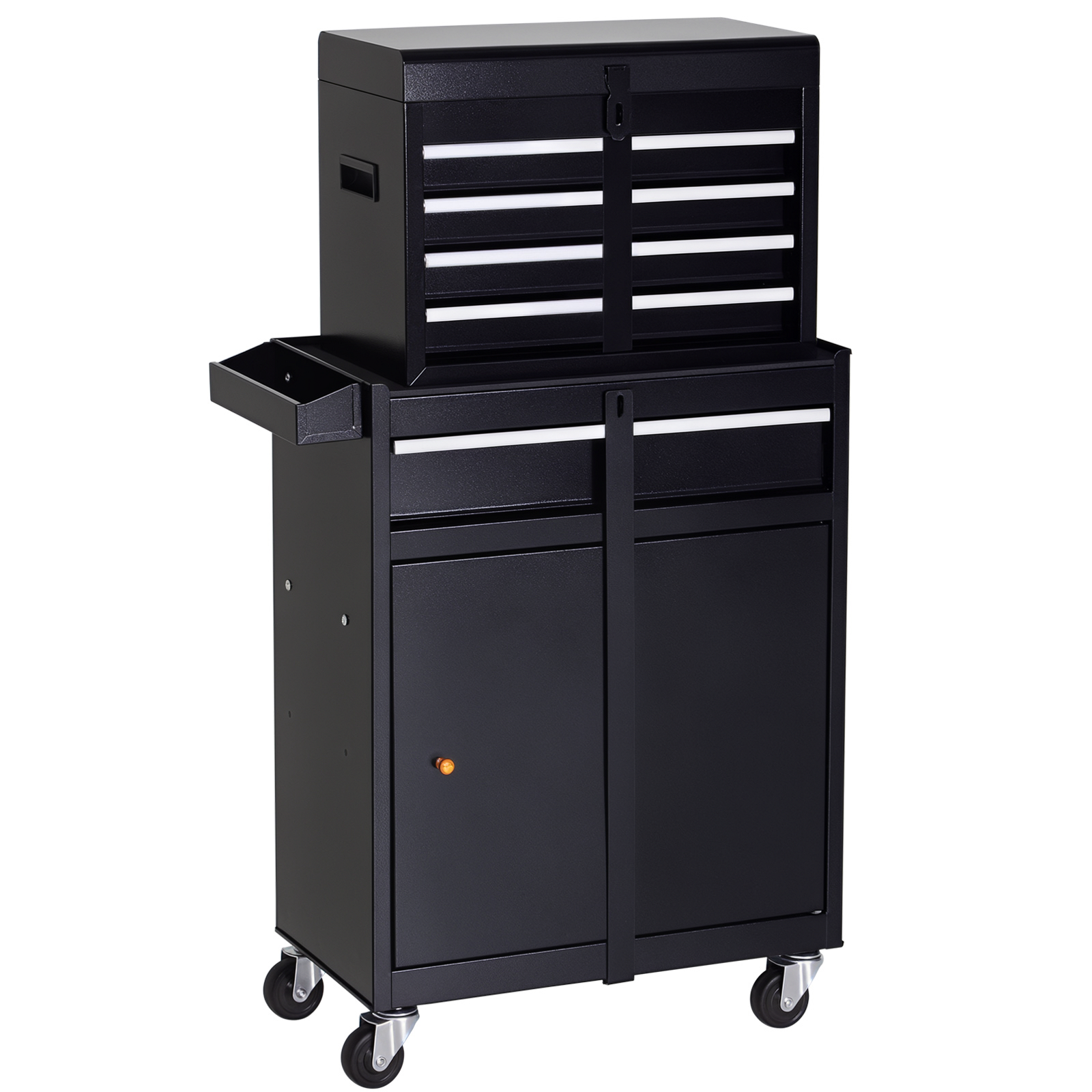 Carucior de lucru DURHAND, dulap pentru unelte, cutie de unelte cu 5 sertare, roti 360° din metal, 60 x 28 x 104,5 cm | Aosom Romania