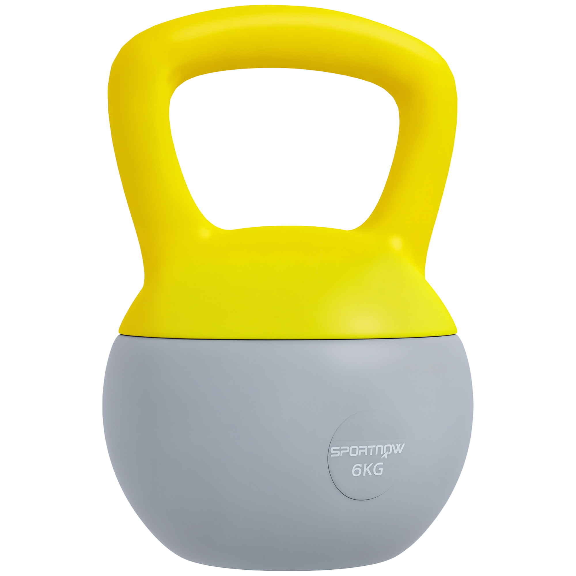 SPORTNOW Kettlebell de 6 kg cu mâner antiderapant pentru fitness musculație cardio, gri și galben | Aosom Romania