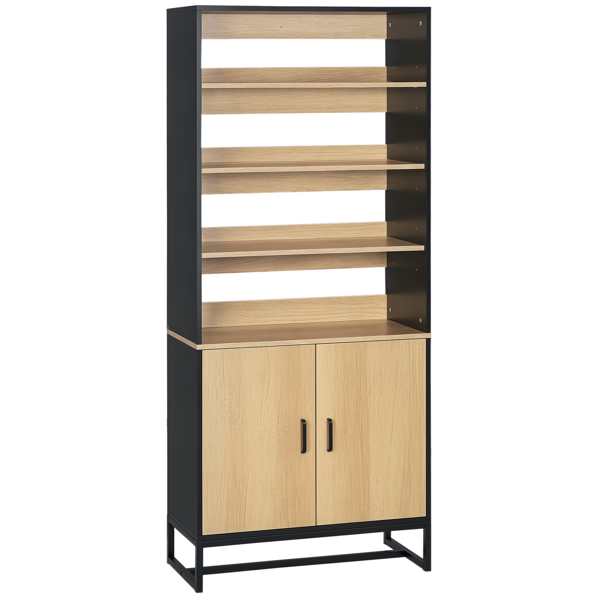 HOMCOM Bufet armoire de cuisine multi-stocare cu dulap și rafturi reglabile din lemn și oțel 75 x 35 x 175 cm | Aosom Romania