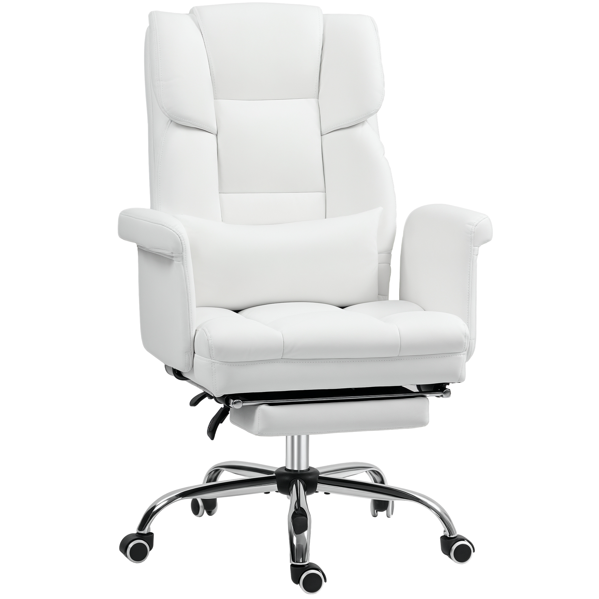 HOMCOM Scaun de birou ergonomic, înălțime reglabilă 48-56 cm, spătar cu înclinare, suport pentru picioare, alb | Aosom Romania