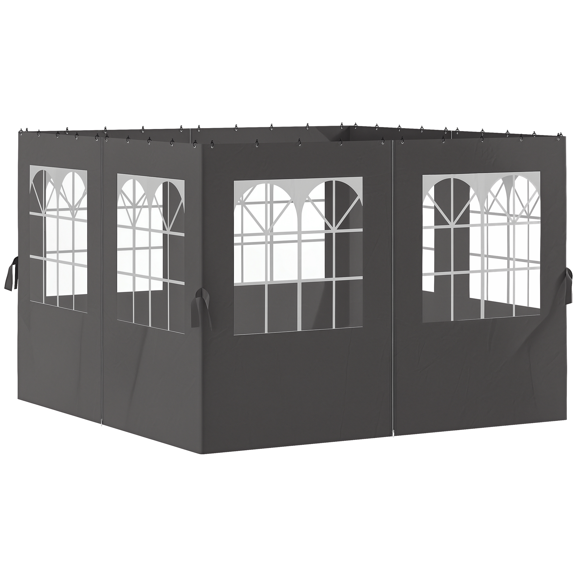 Outsunny Panouri laterale pentru pergolă, 4 panouri laterale pentru pavilion de grădină, cu fermoare, 3 x 4 m pergolă, Gri închis | Aosom Romania