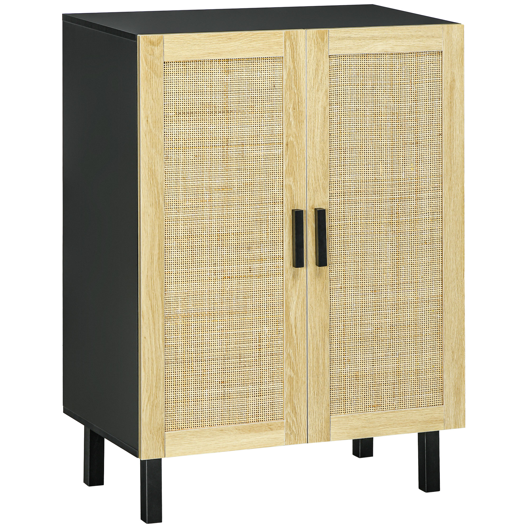 HOMCOM Bufet inalt mobila de depozitare design boem dubla usi cu 3 rafturi in canepa - 73 x 41 x 102 cm | Aosom Romania