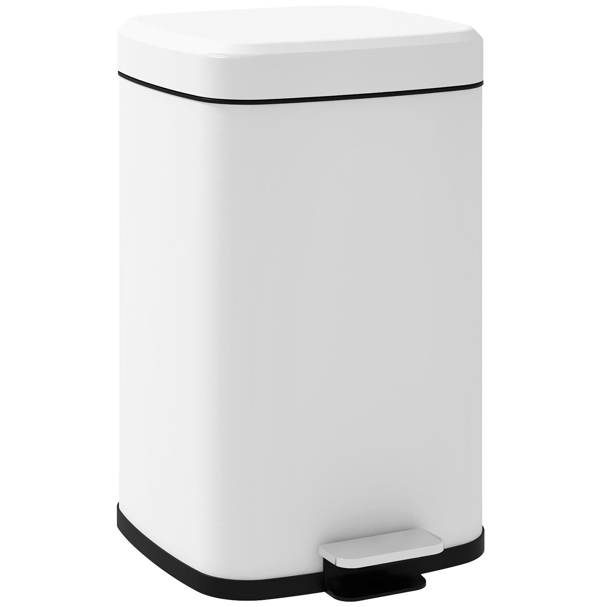 HOMCOM Coș de gunoi de bucătărie 20L cu capac cu închidere ușoară și pedala, găleată interioară detașabilă, 28L x 35l x 45H cm, alb | Aosom Romania